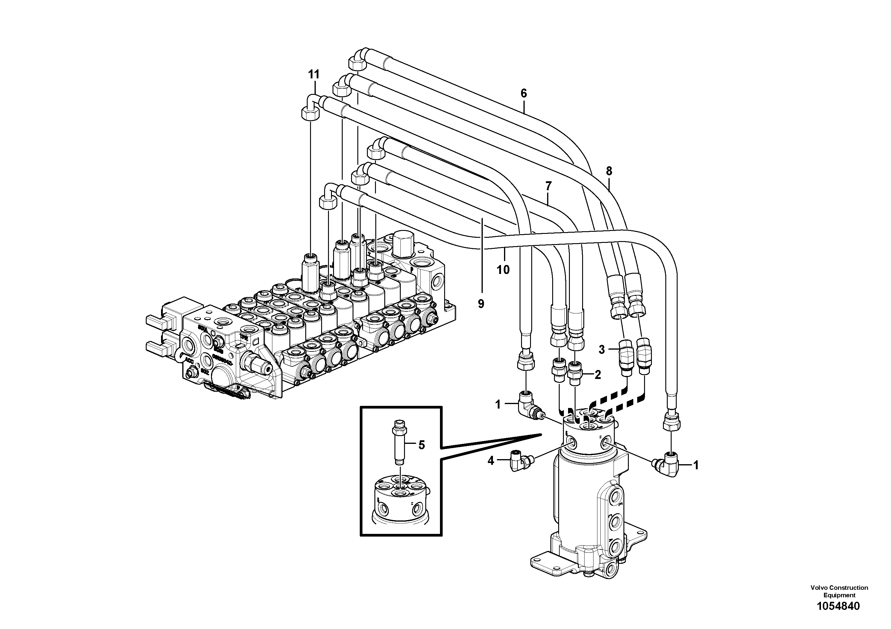 Схема запчастей Volvo EC17C - 72153 Hydraulic circuit, upper frame EC17C