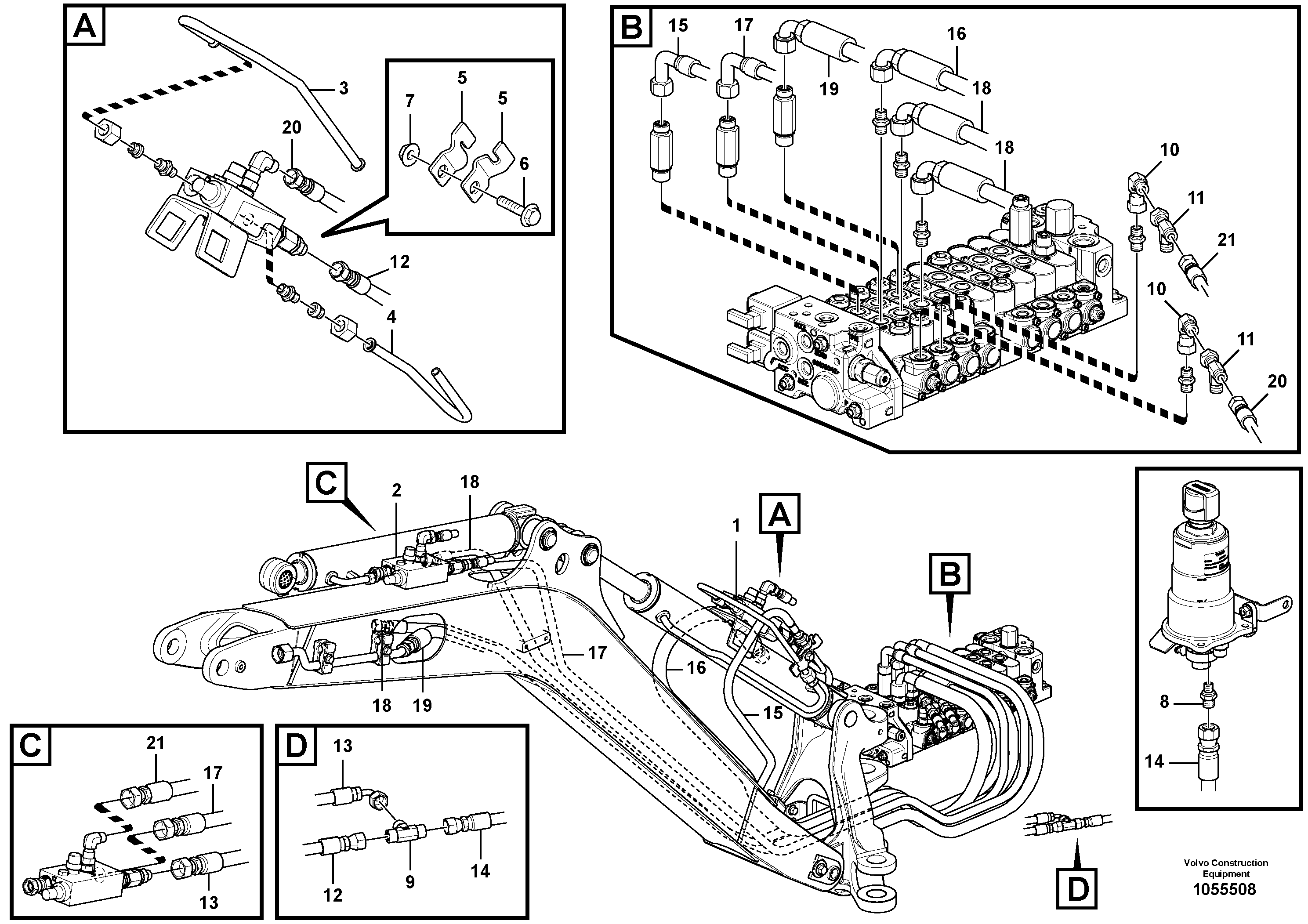 Схема запчастей Volvo EC17C - 90006 Working Hydraulics, Valves EC17C