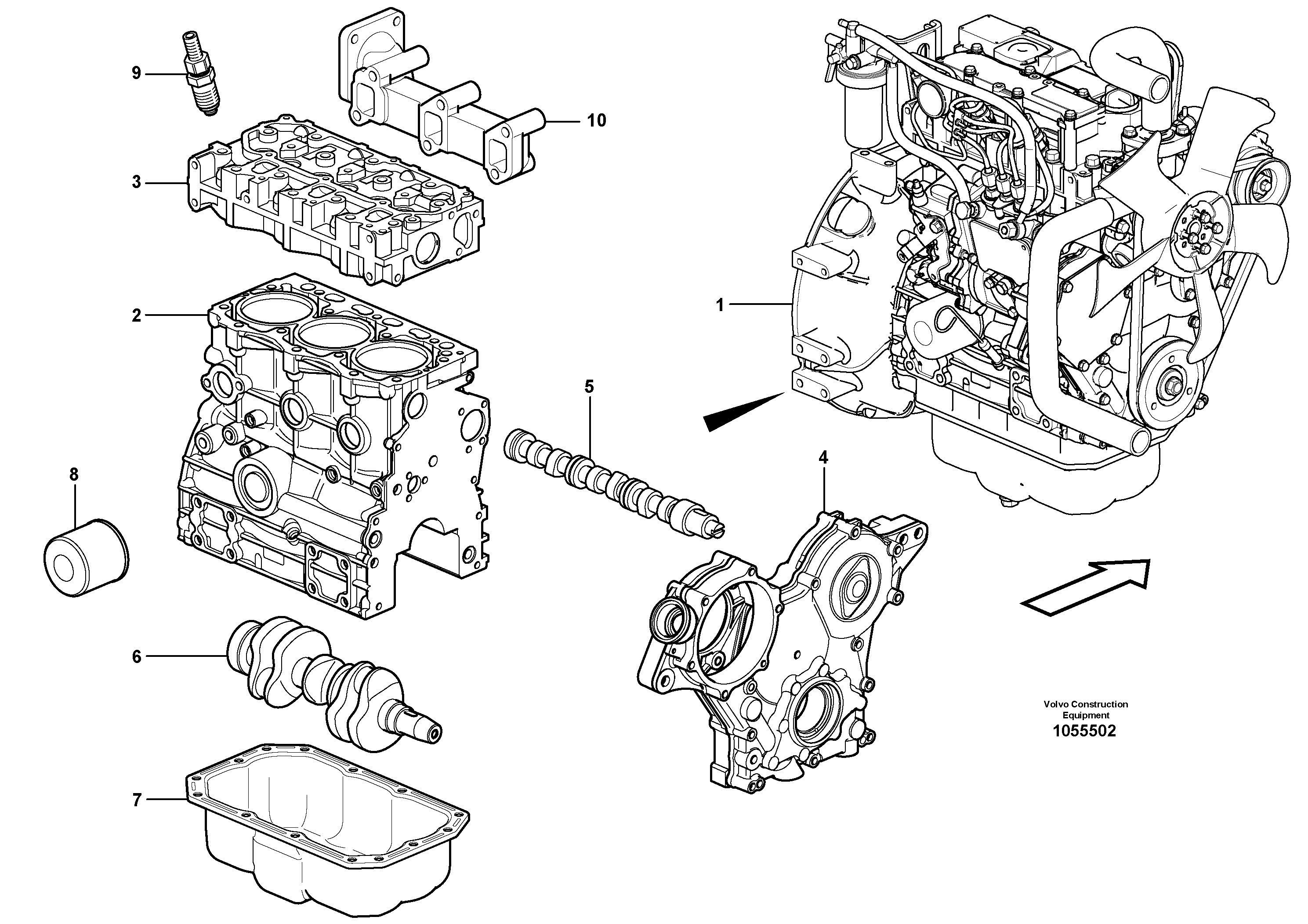 Схема запчастей Volvo EC18C - 67907 Двигатель в сборе EC18C
