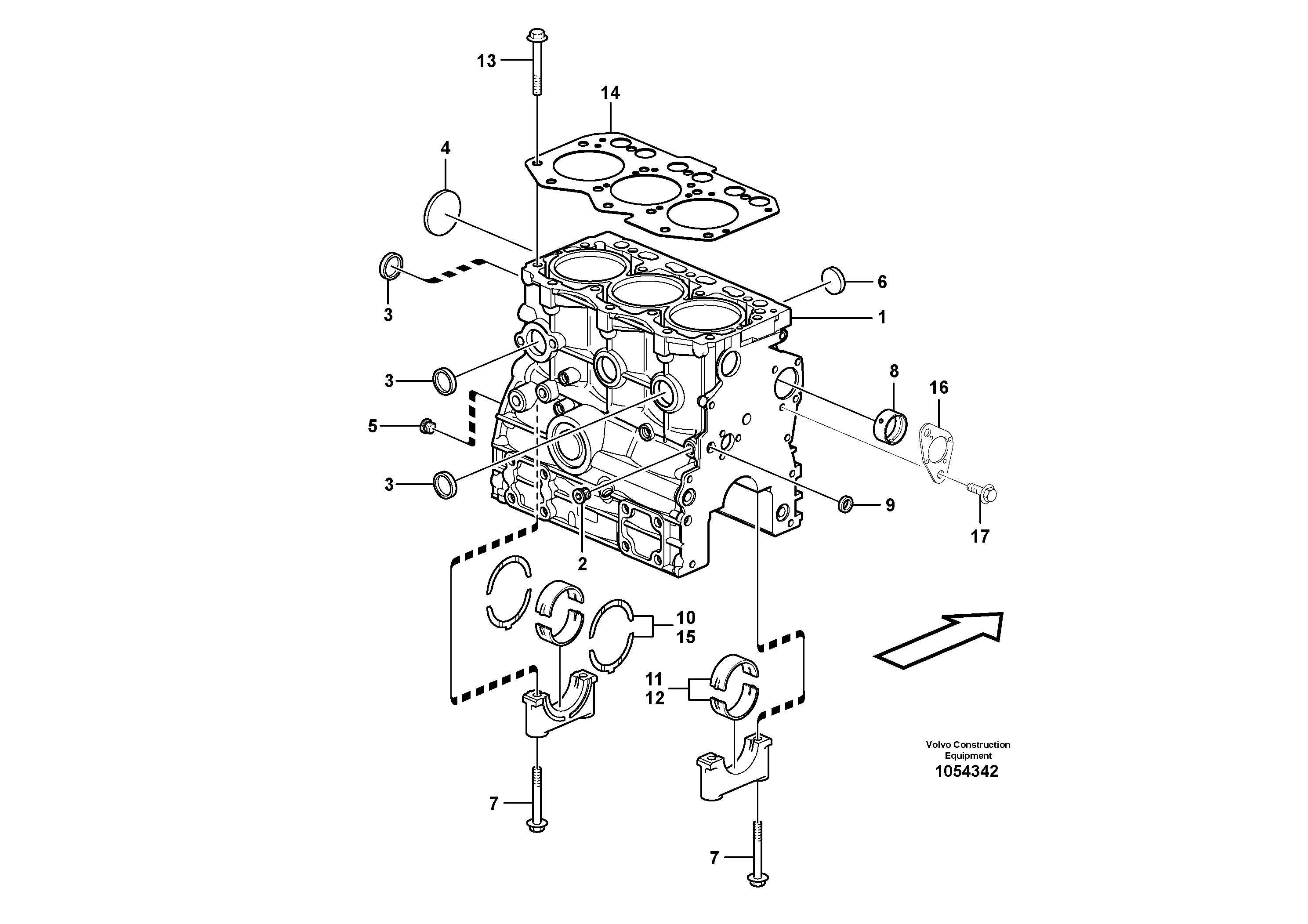 Схема запчастей Volvo EC18C - 73921 Блок цилиндров EC18C