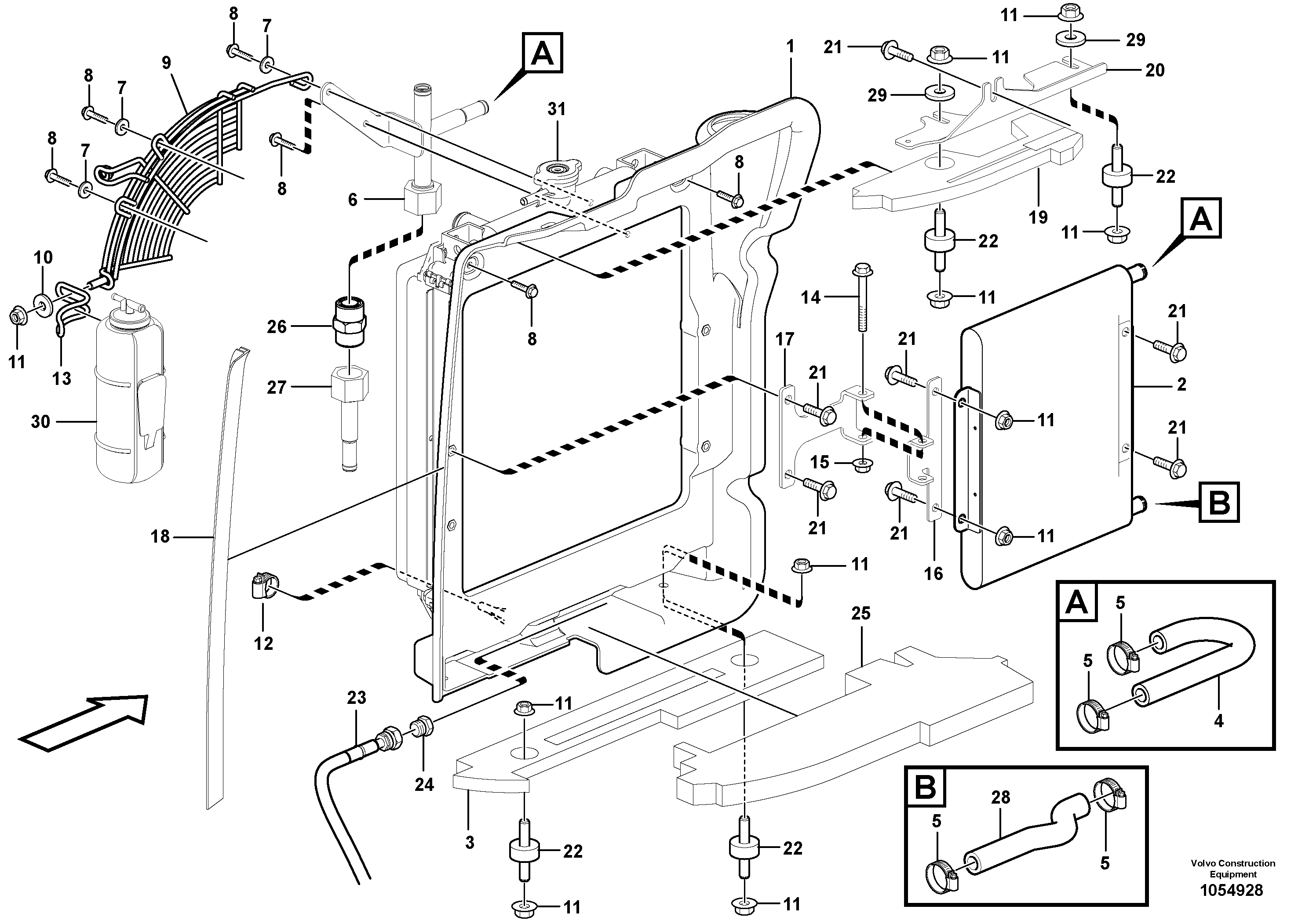 Схема запчастей Volvo EC18C - 91057 Radiator with fitting parts EC18C