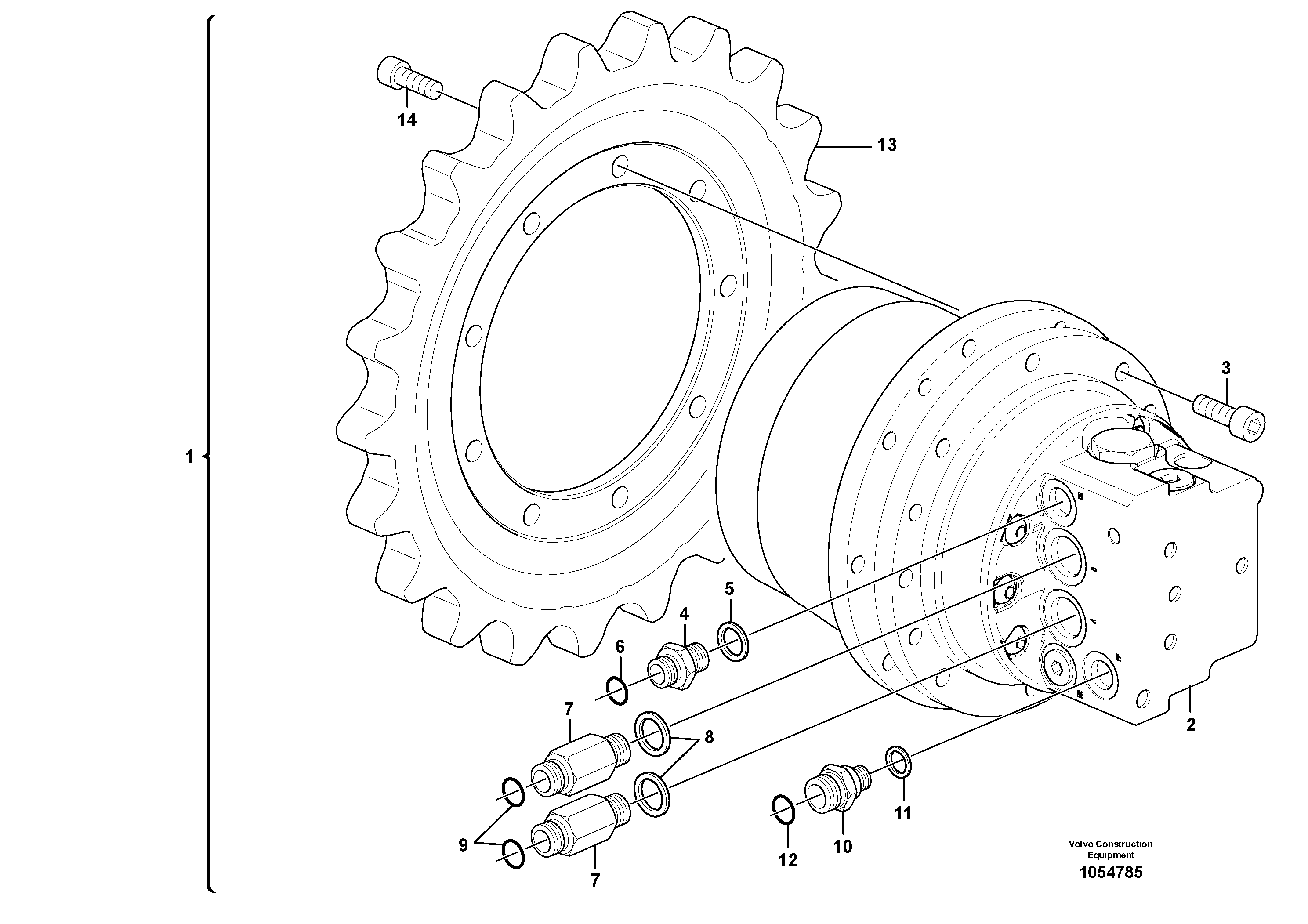 Схема запчастей Volvo EC18C - 67865 Travel motor with mounting parts EC18C