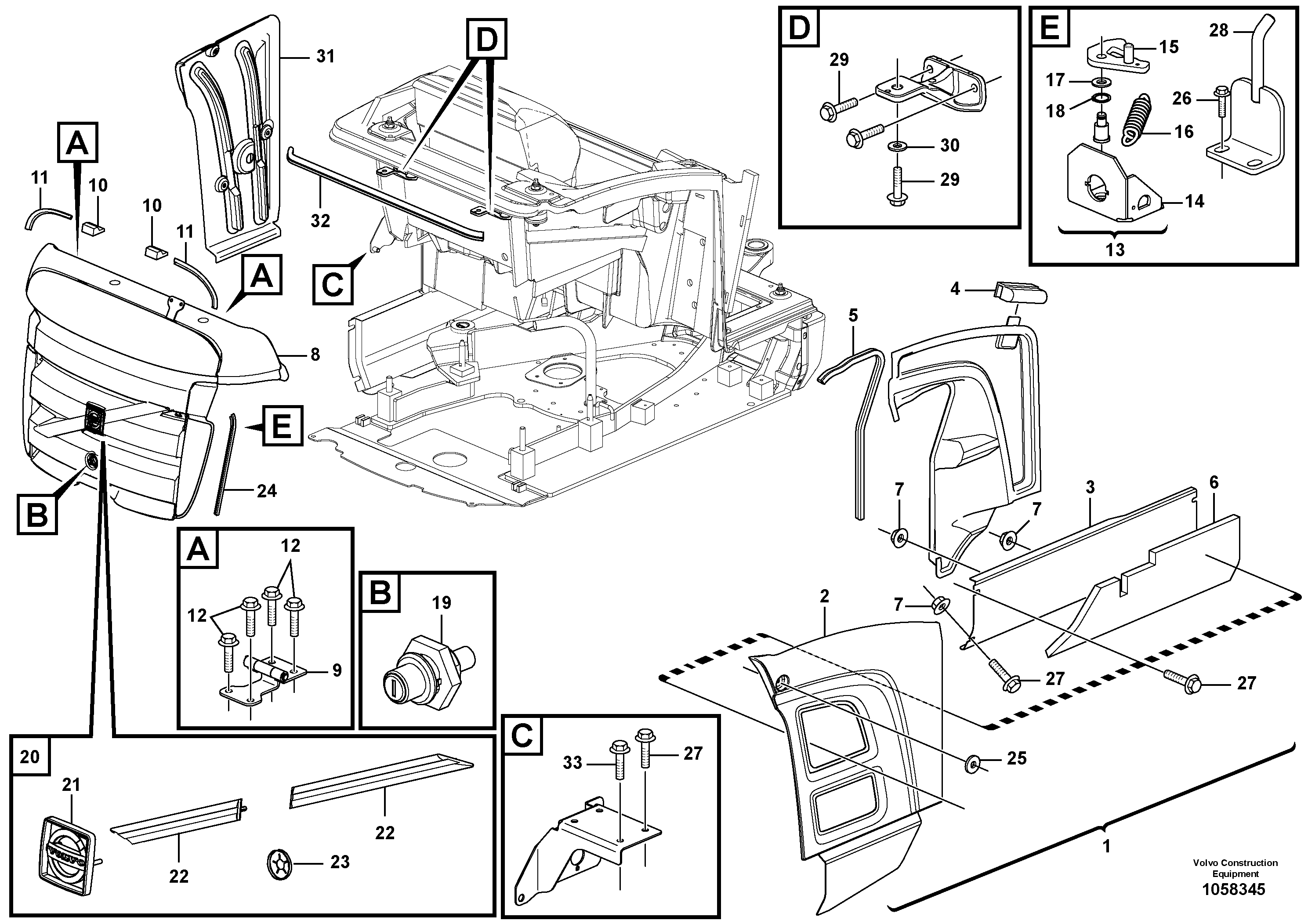 Схема запчастей Volvo EC18C - 92928 Engine hood EC18C
