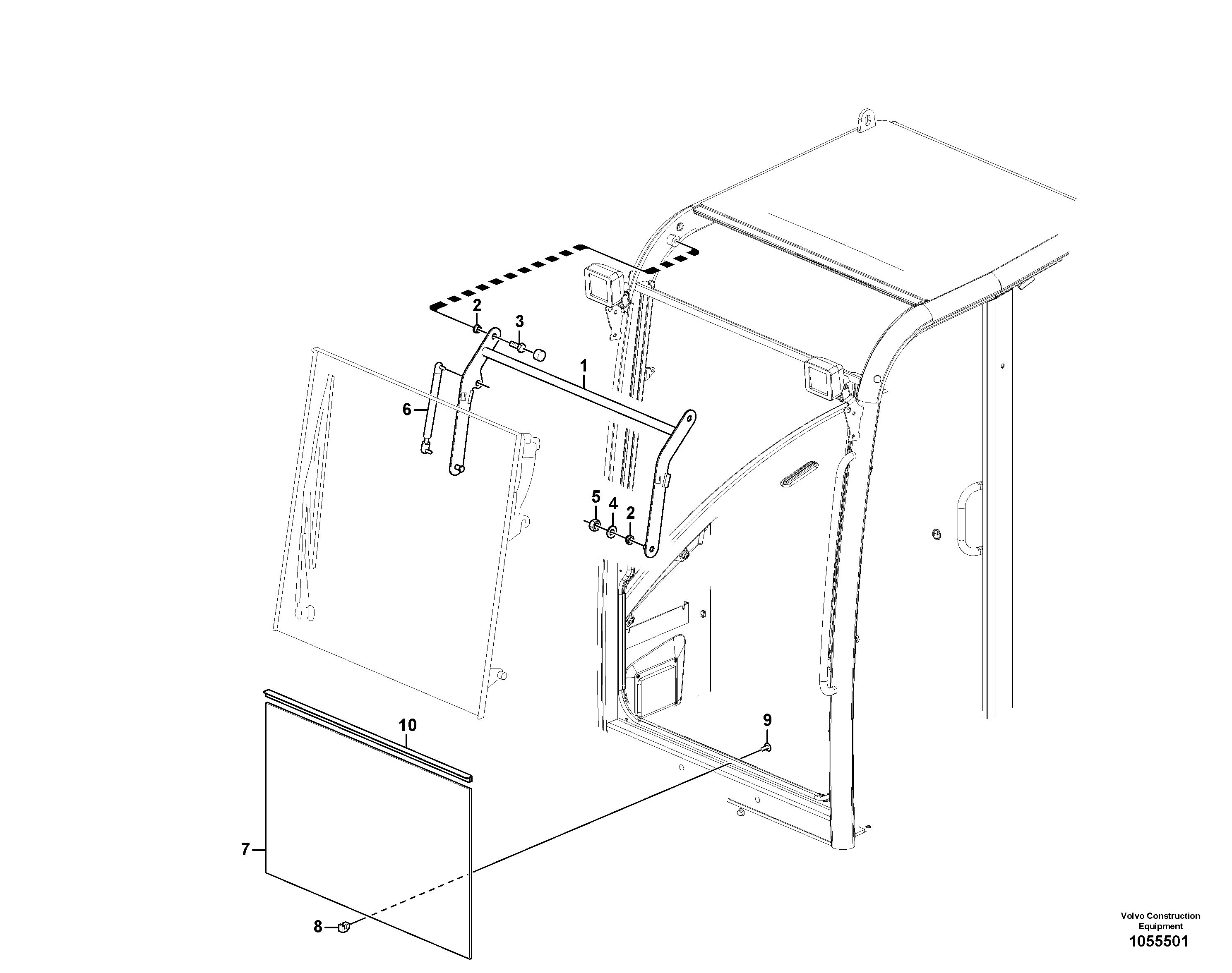 Схема запчастей Volvo EC18C - 68237 Cab : glass EC18C