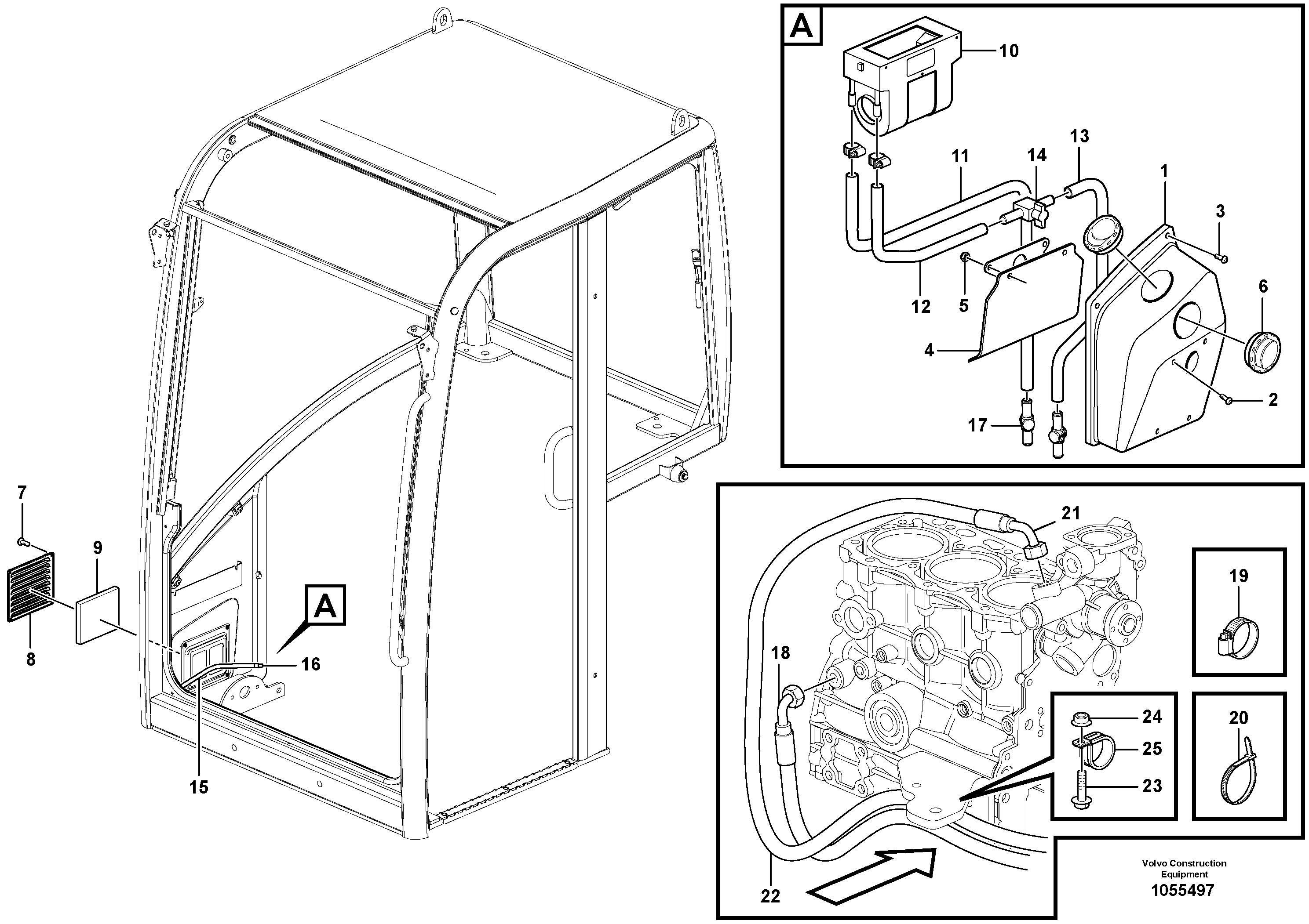 Схема запчастей Volvo EC18C - 90084 Cab heating installation EC18C