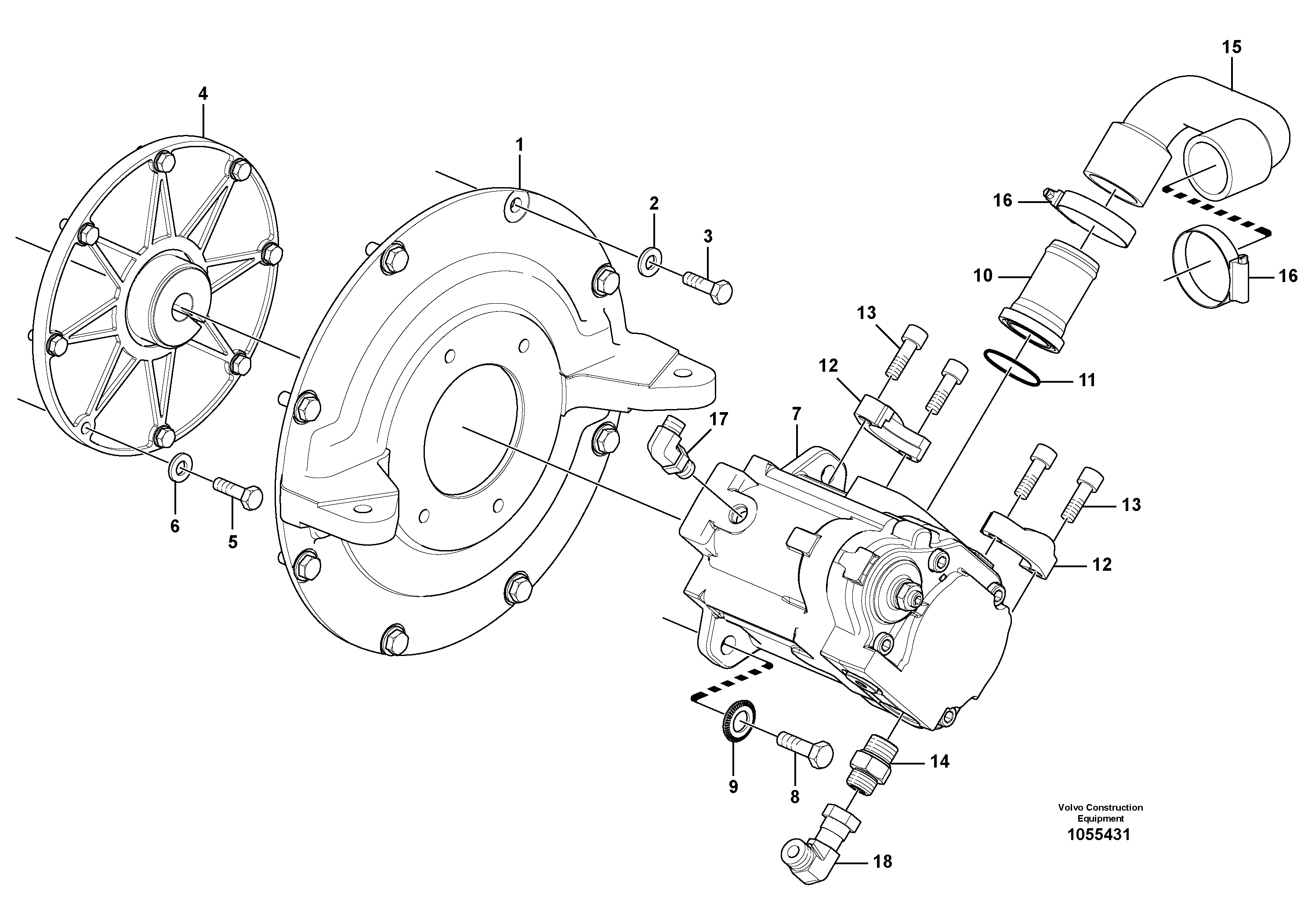 Схема запчастей Volvo EC18C - 72057 Hydraulic pump with fitting parts EC18C