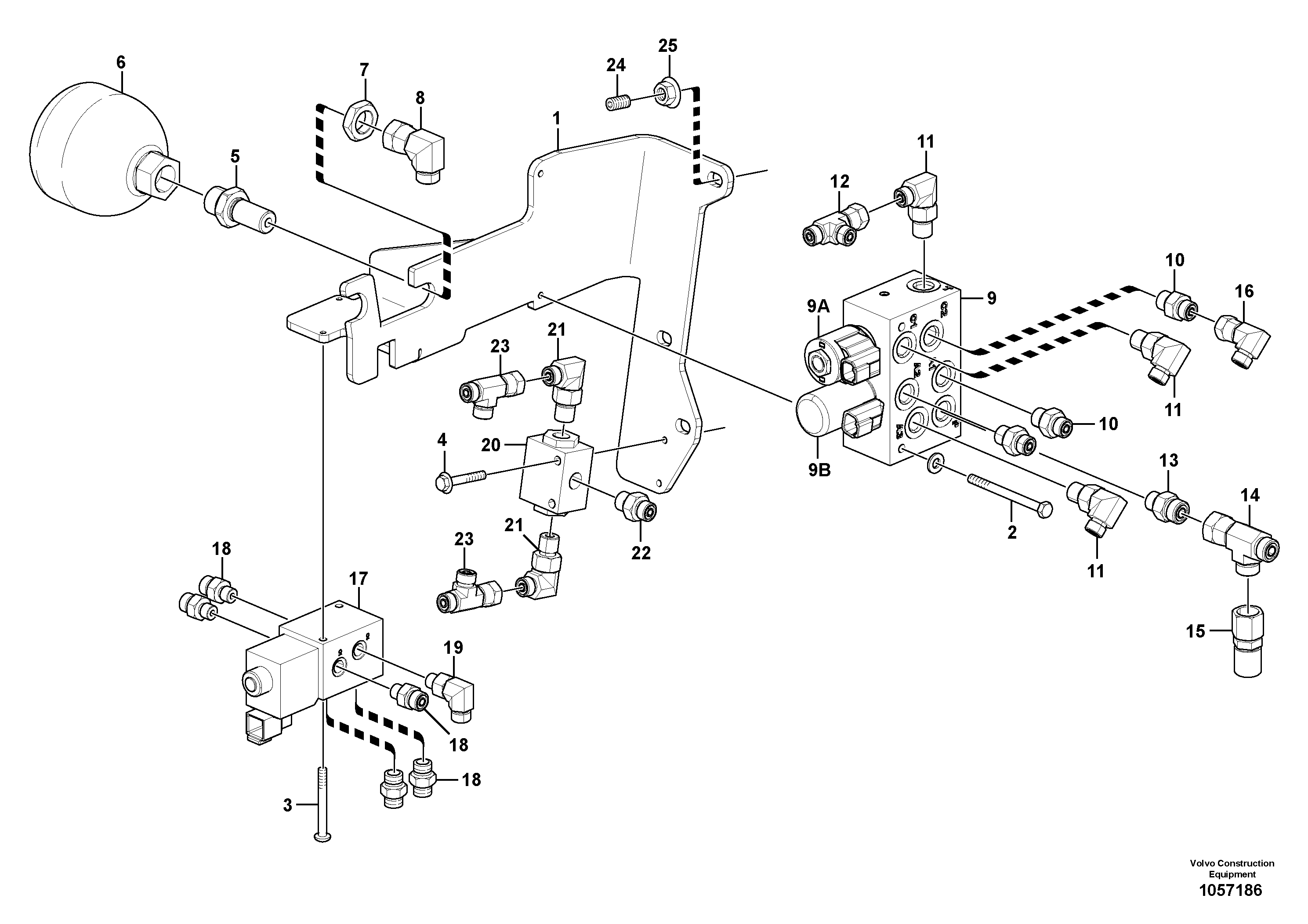 Схема запчастей Volvo EC18C - 87384 Low pressure hydraulic valves EC18C