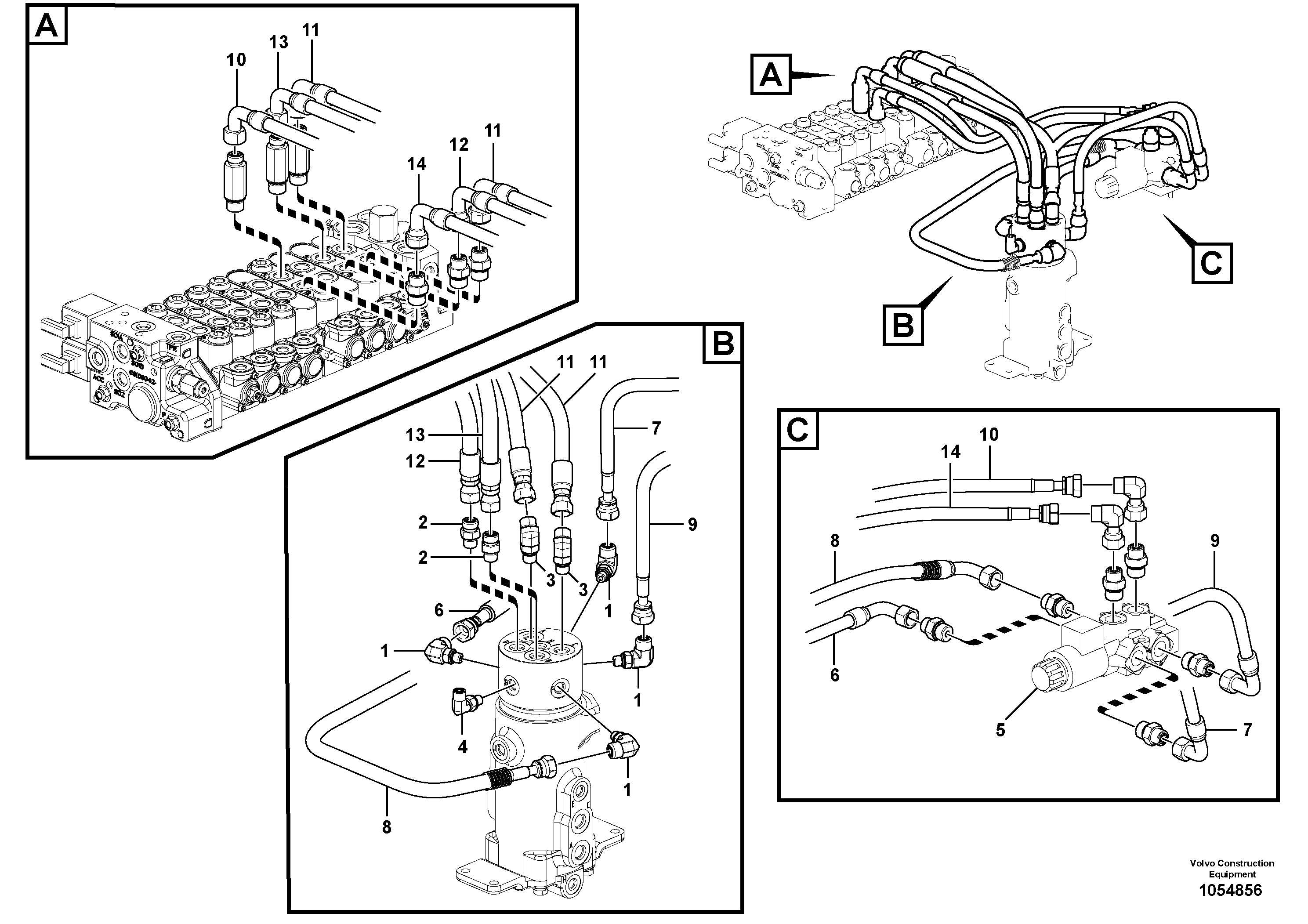 Схема запчастей Volvo EC18C - 67336 Hydraulic circuit, upper frame EC18C