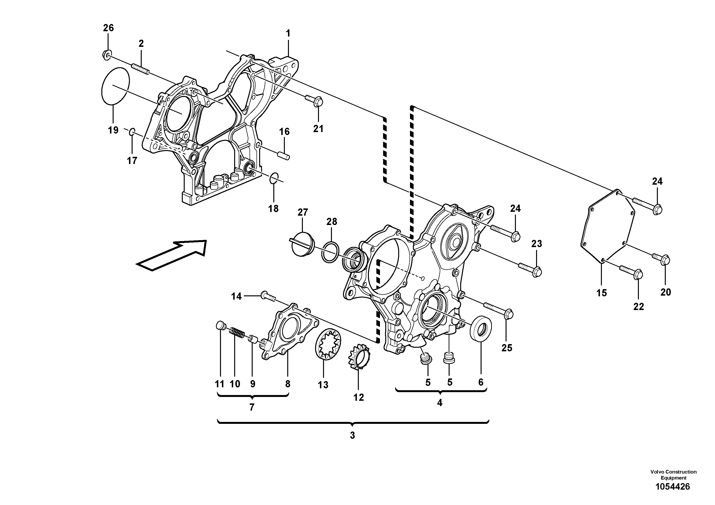 Схема запчастей Volvo EC20C - 68037 Timing gear casing and gears EC20C