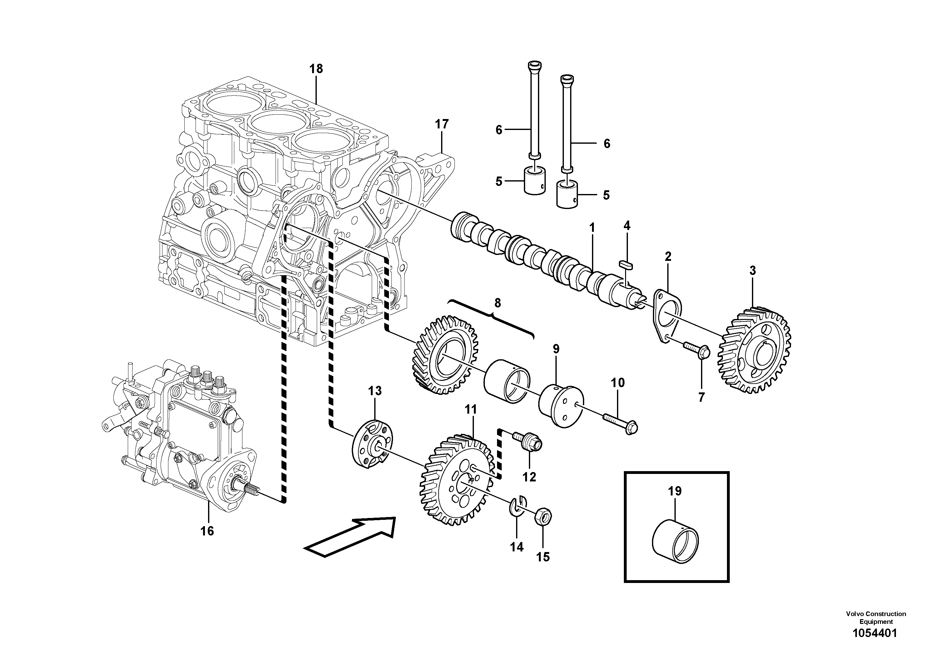 Схема запчастей Volvo EC20C - 76213 Распредвал EC20C