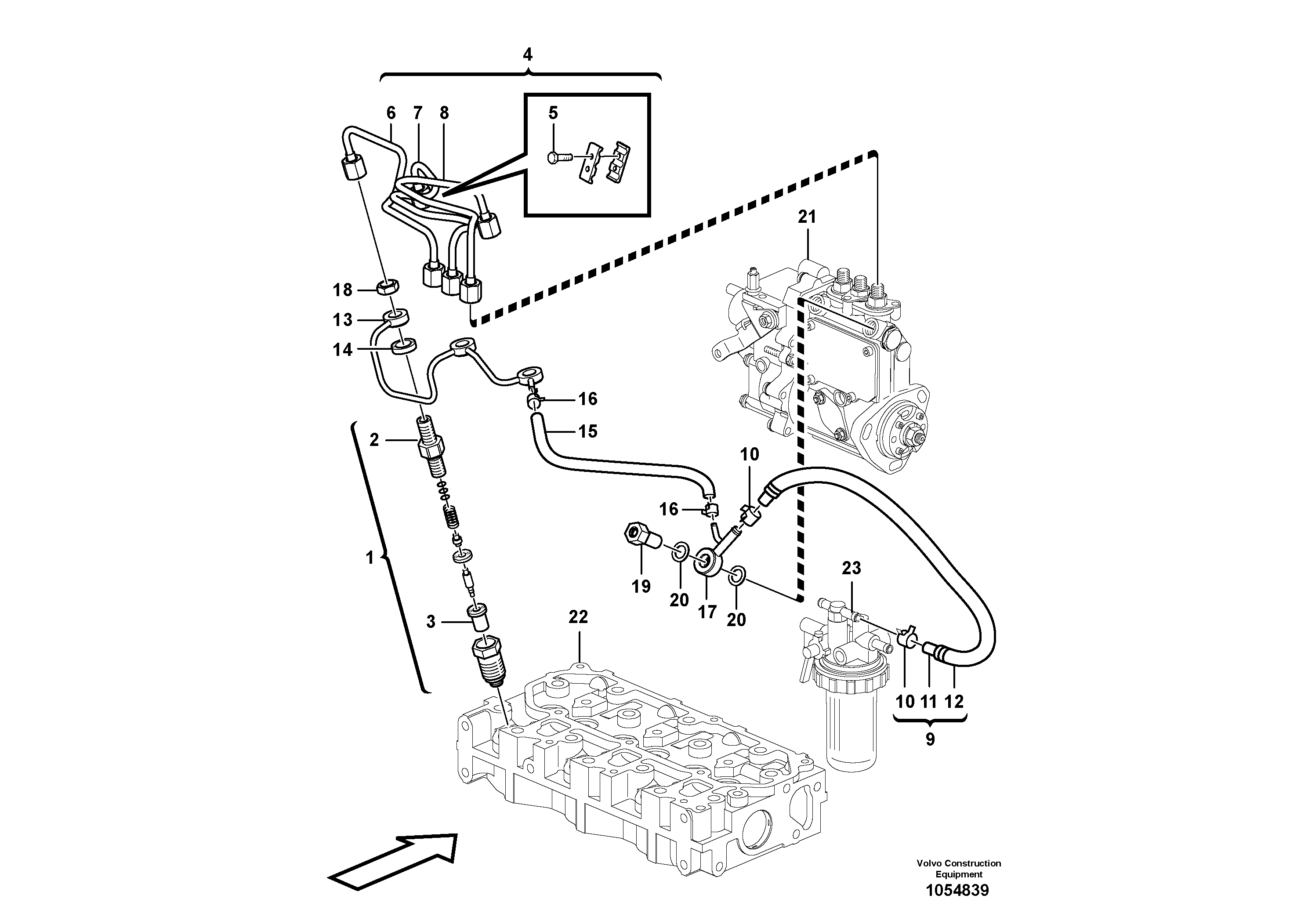 Схема запчастей Volvo EC20C - 68164 Fuel lines and injectors EC20C