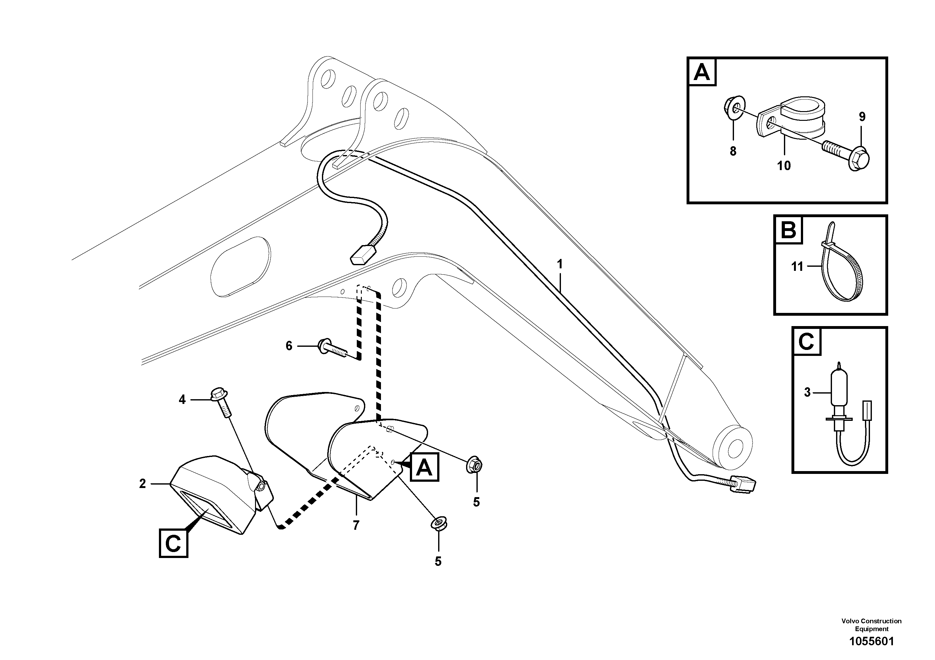 Схема запчастей Volvo EC20C - 75080 Work light on boom EC20C