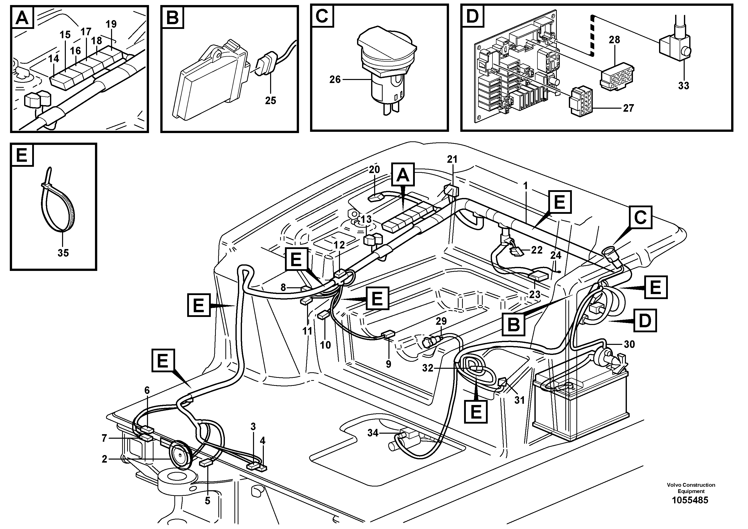 Схема запчастей Volvo EC20C - 75675 Cable harness, platform EC20C