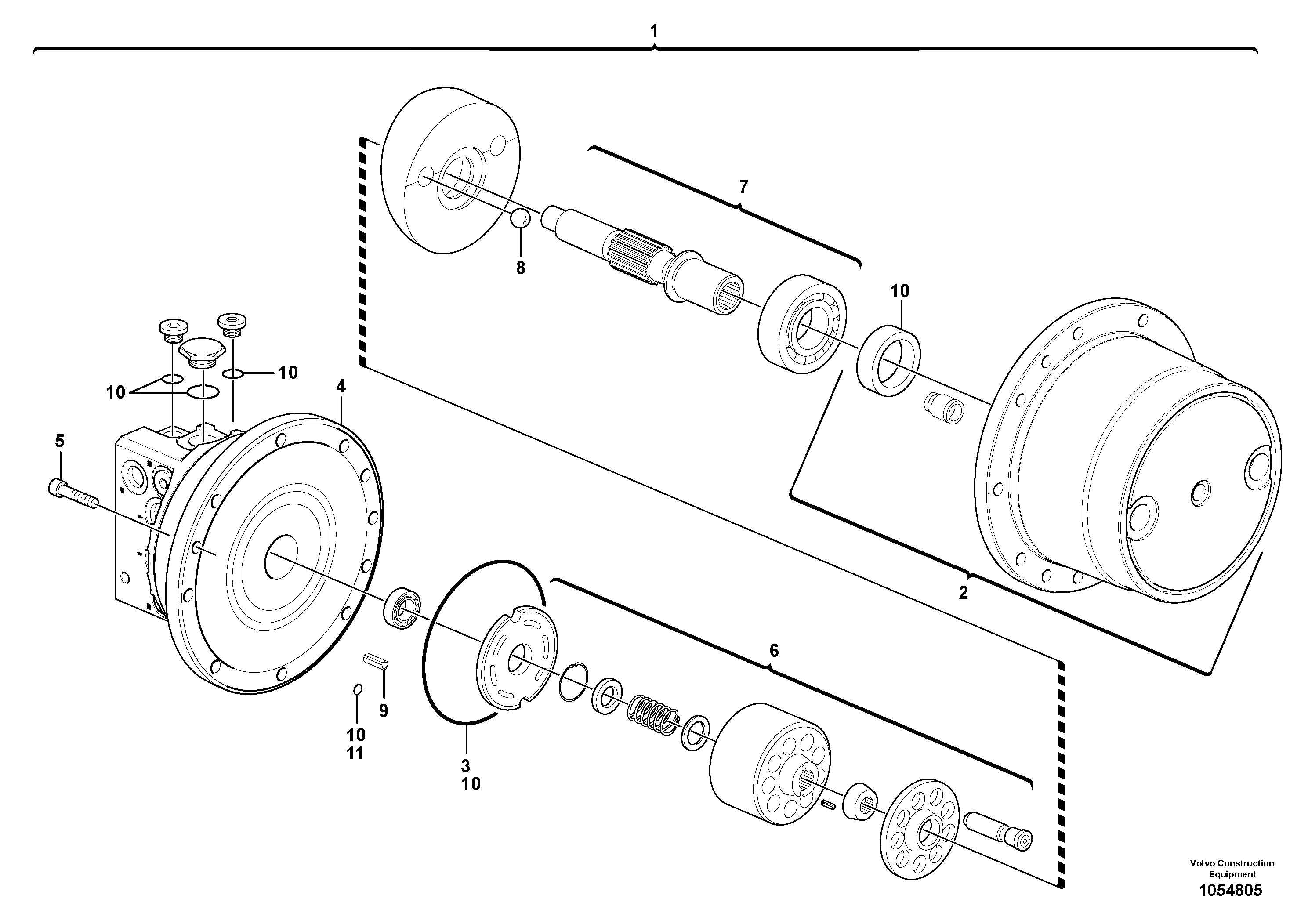Схема запчастей Volvo EC20C - 74434 Travelling gear motor assy / without brake EC20C