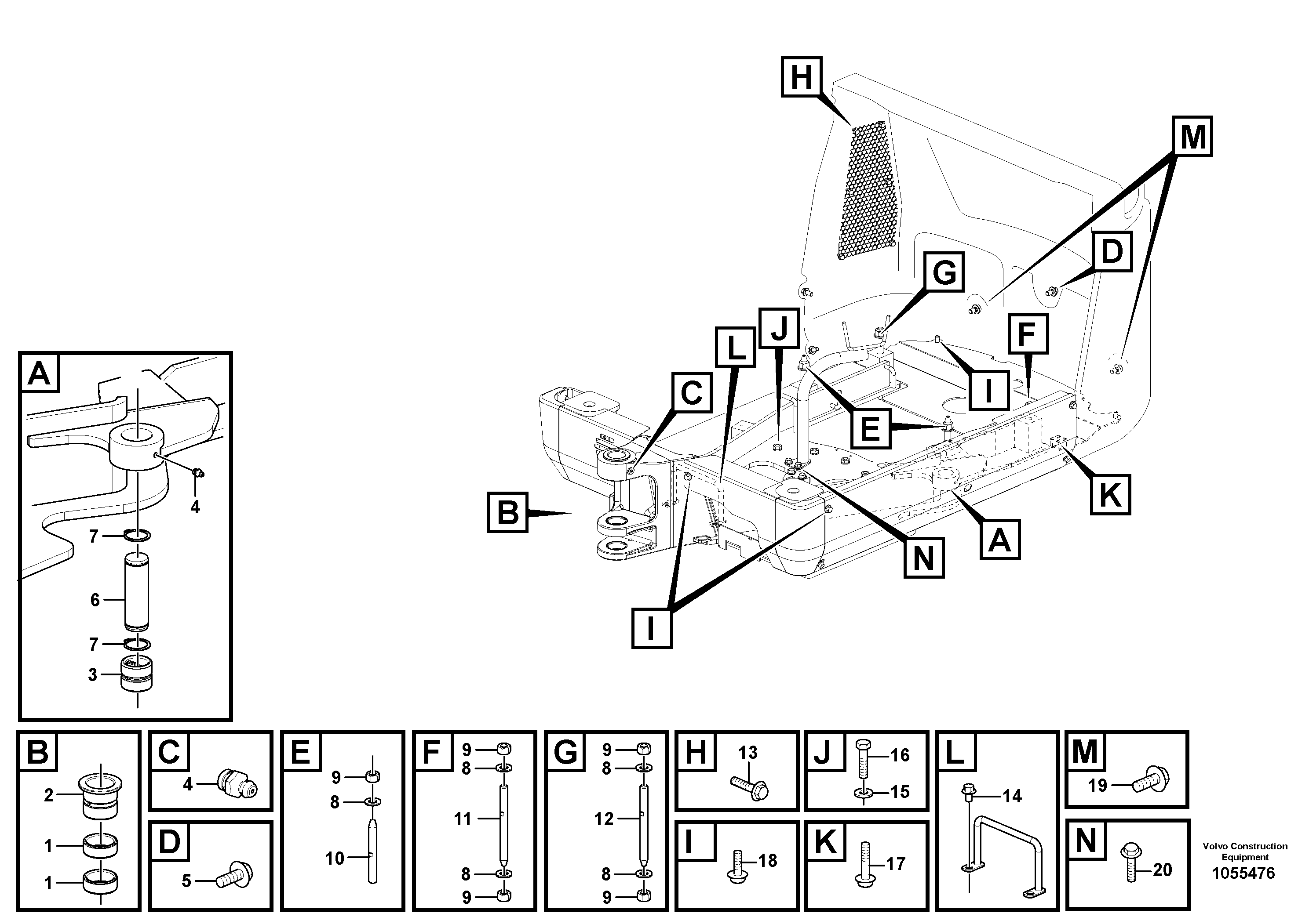 Схема запчастей Volvo EC20C - 76292 Superstructure EC20C