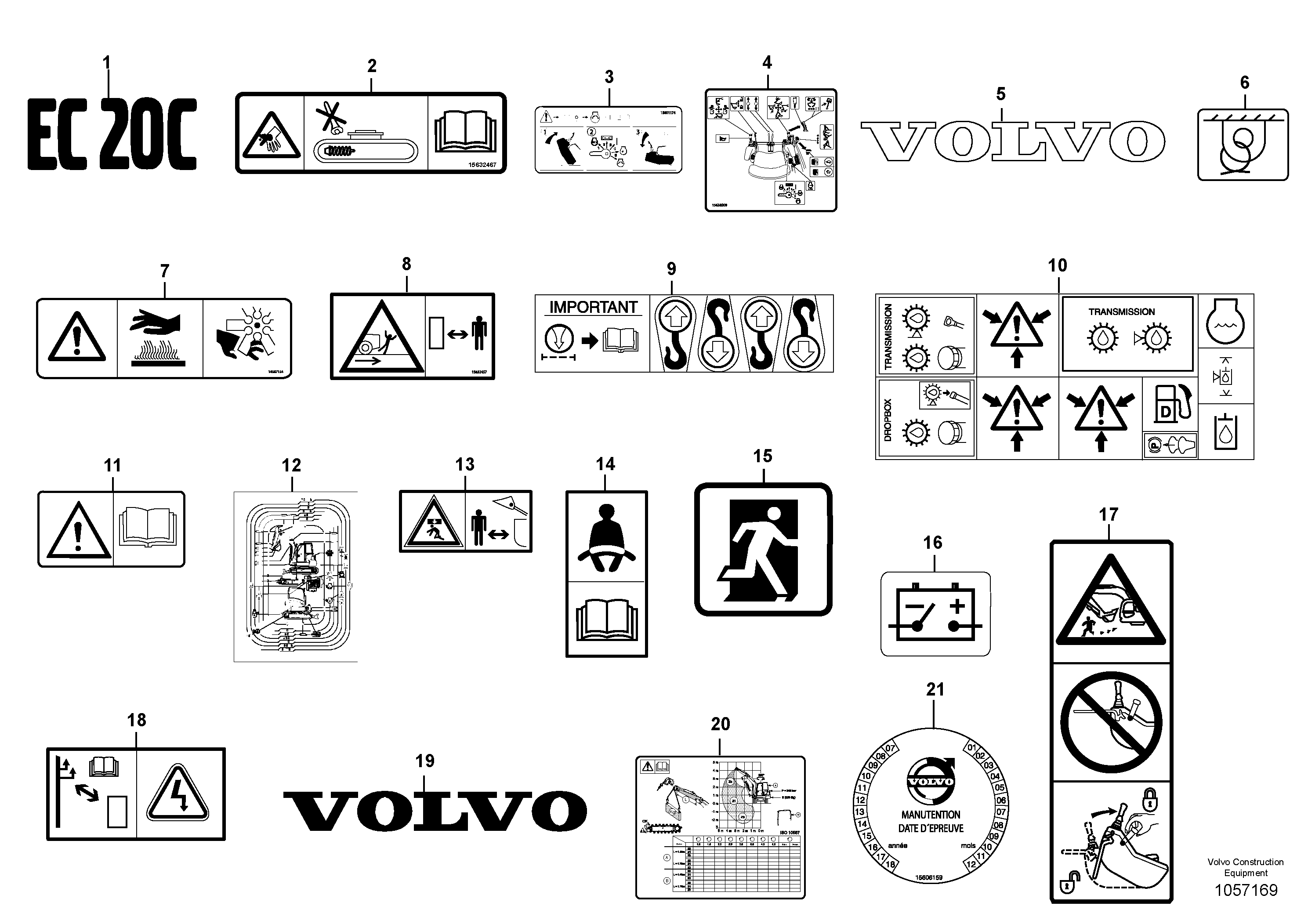 Схема запчастей Volvo EC20C - 73560 Sign plates and decals EC20C
