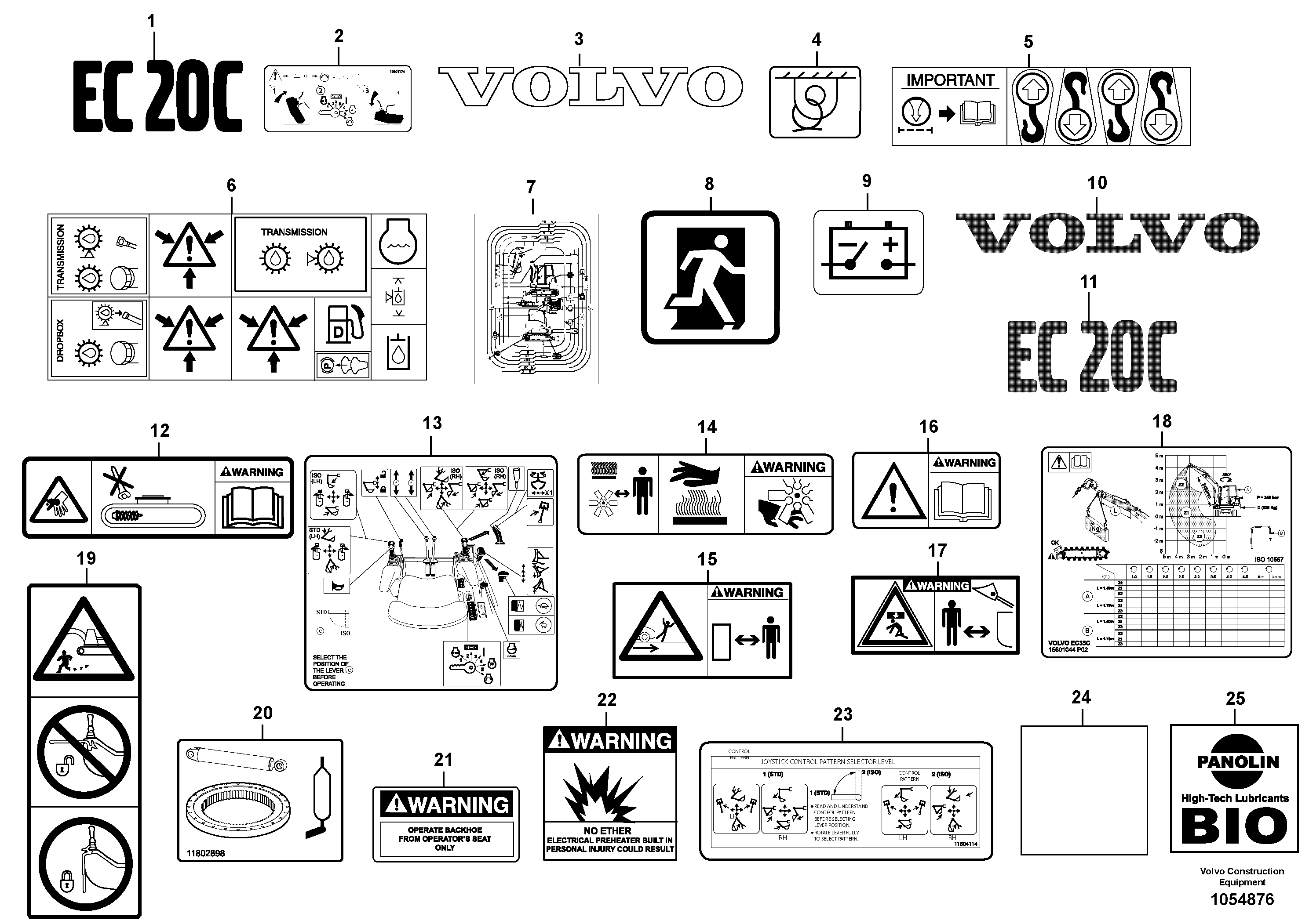 Схема запчастей Volvo EC20C - 73630 Sign plates and decals EC20C