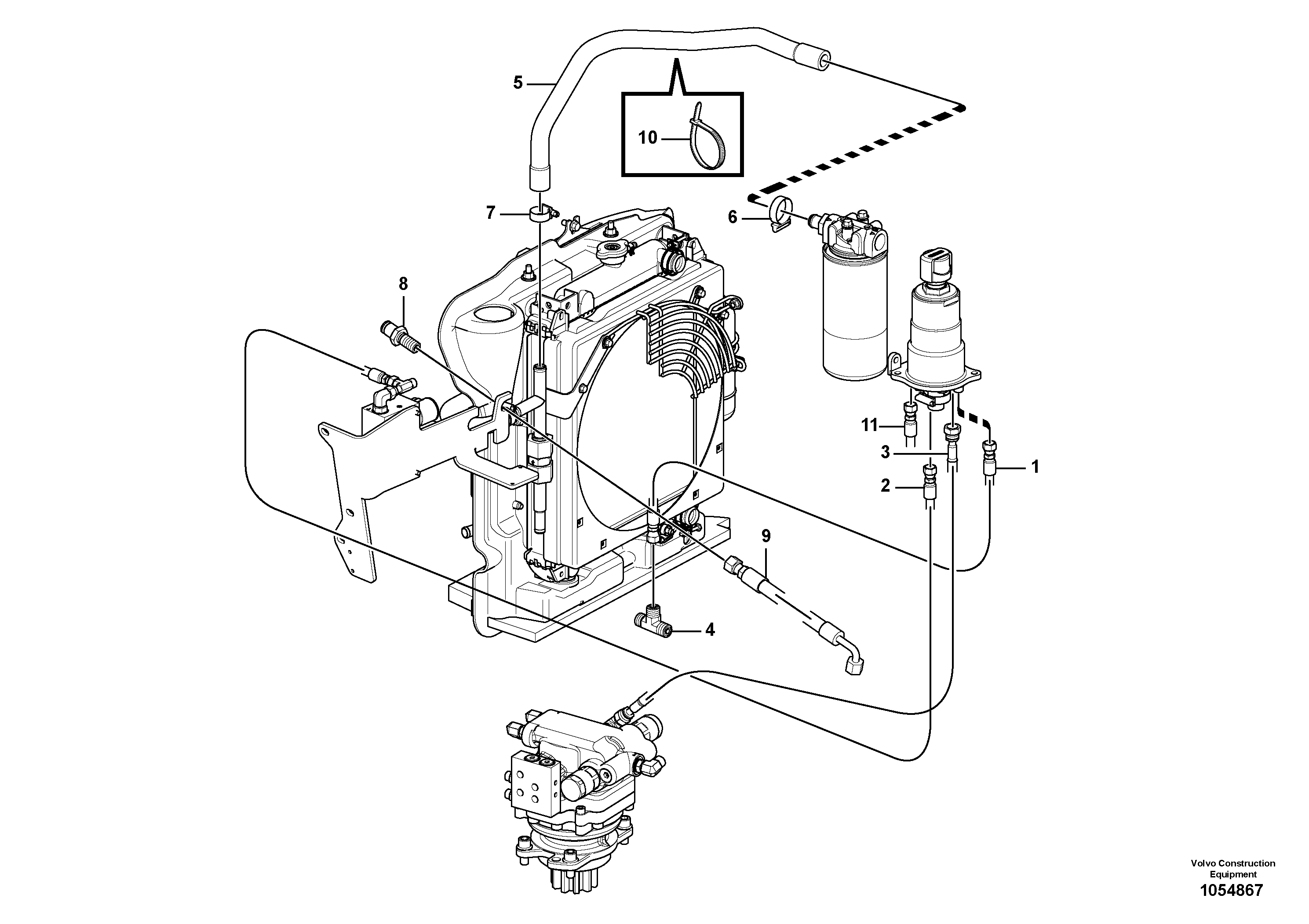 Схема запчастей Volvo EC20C - 68217 Hydraulic circuit, upper frame EC20C