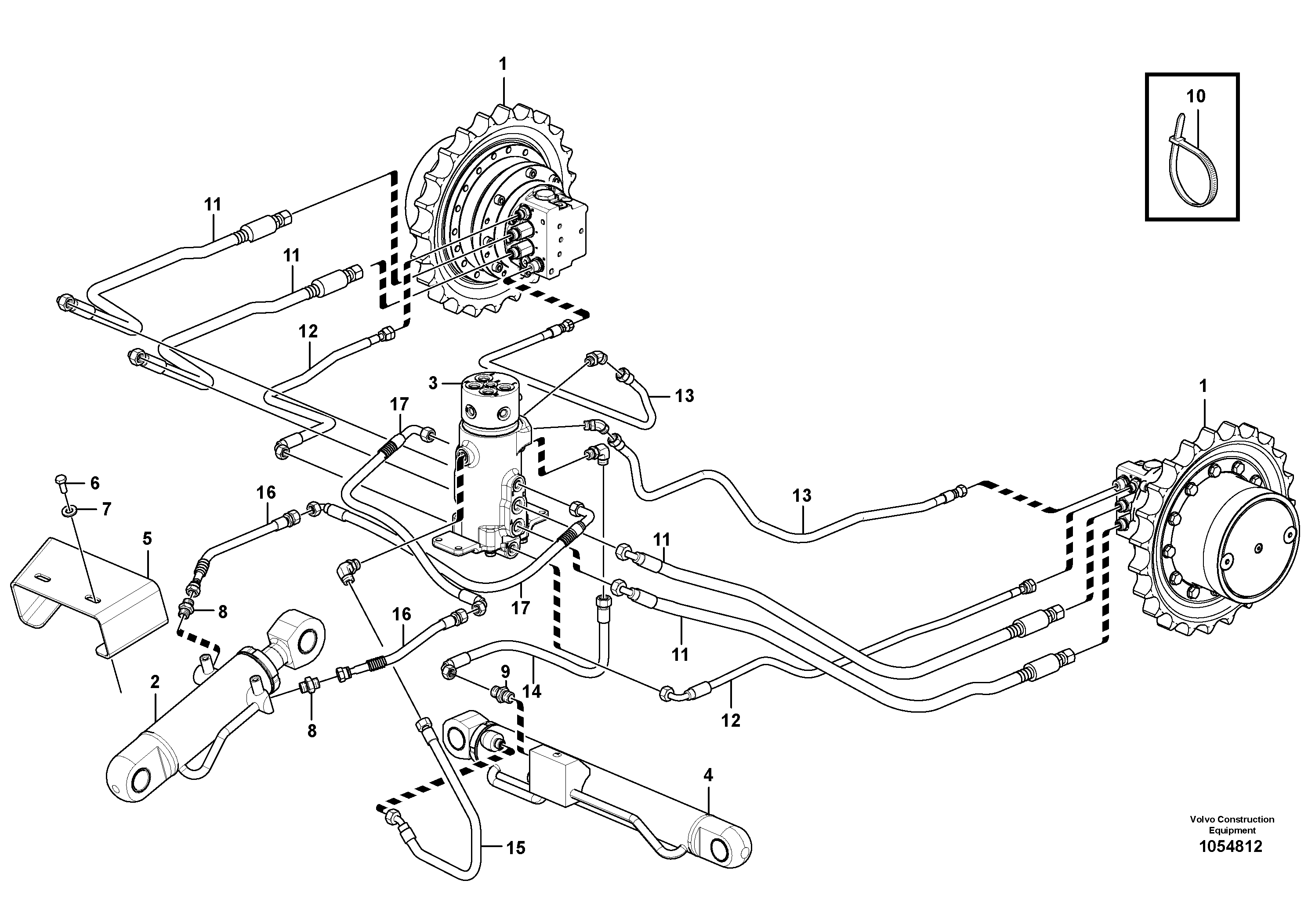 Схема запчастей Volvo EC20C - 73944 Hydraulic circuit ( lower frame ) EC20C