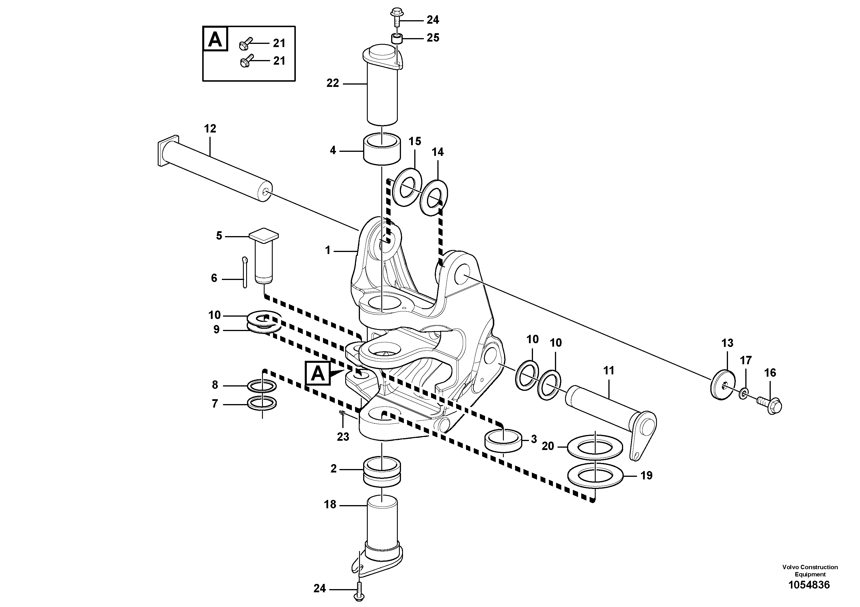 Схема запчастей Volvo EC20C - 74058 Pivot pin EC20C