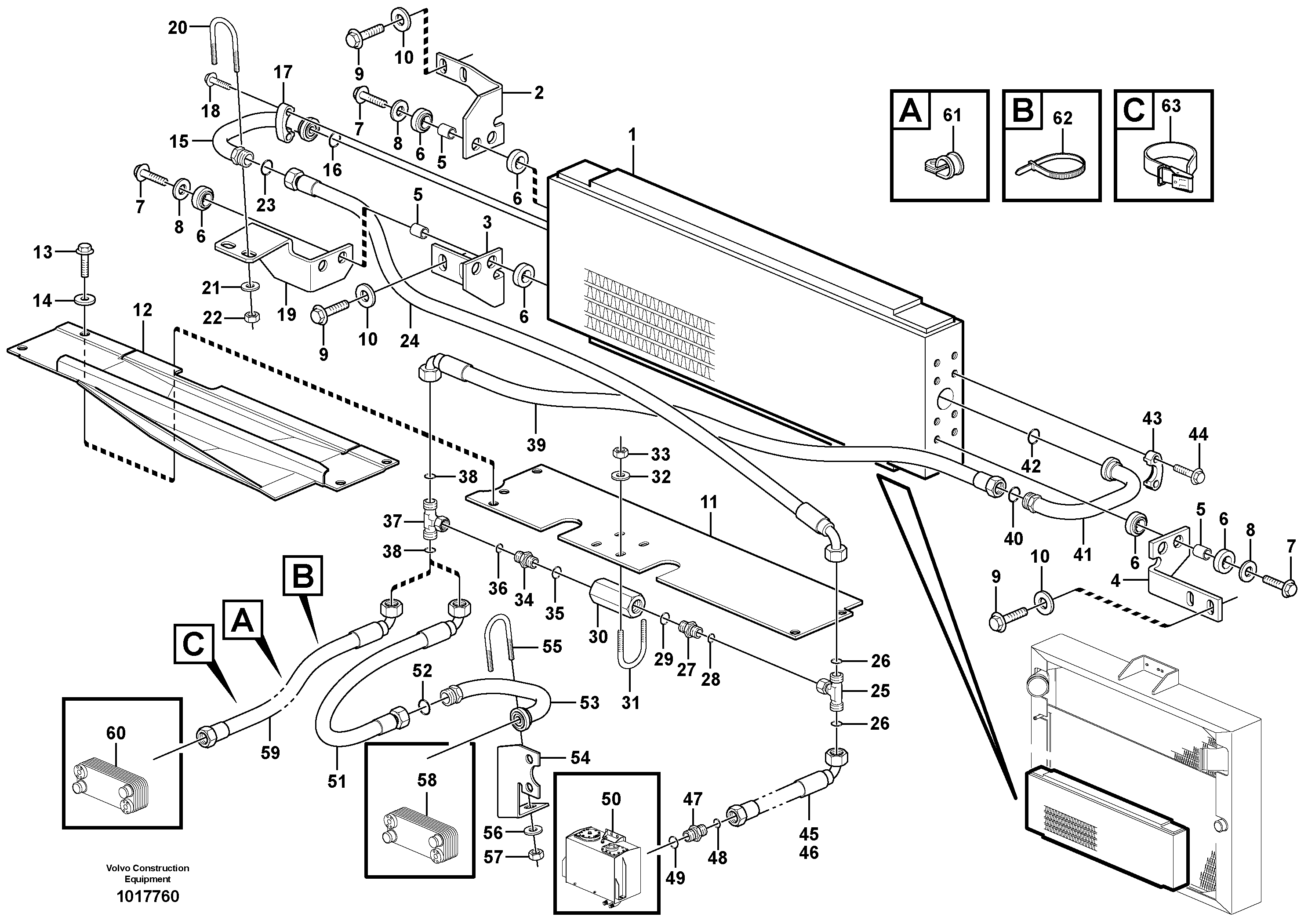 Схема запчастей Volvo L220E - 101984 Радиатор масляной для гидравлики L220E SER NO 2001 - 3999