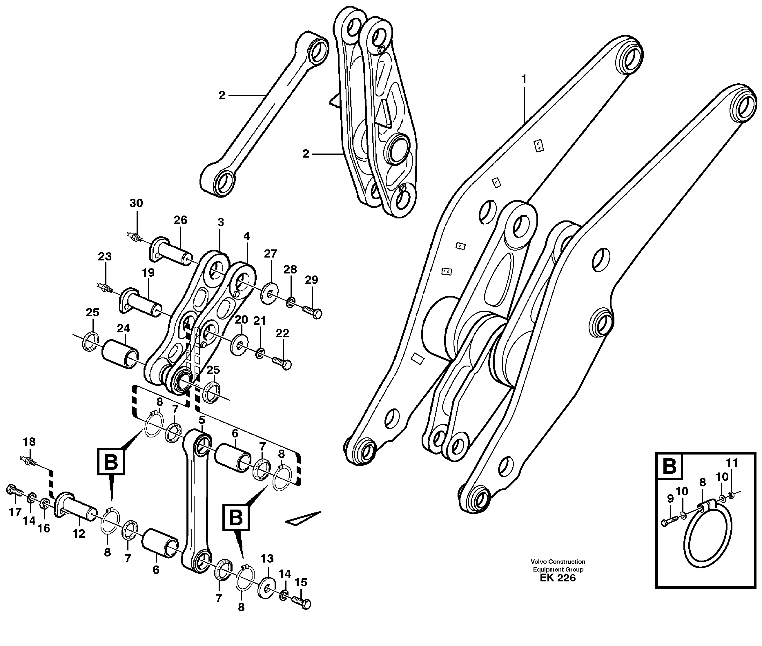 Схема запчастей Volvo L220E - 6980 Forward links with fitting parts L220E SER NO 4003 - 5020