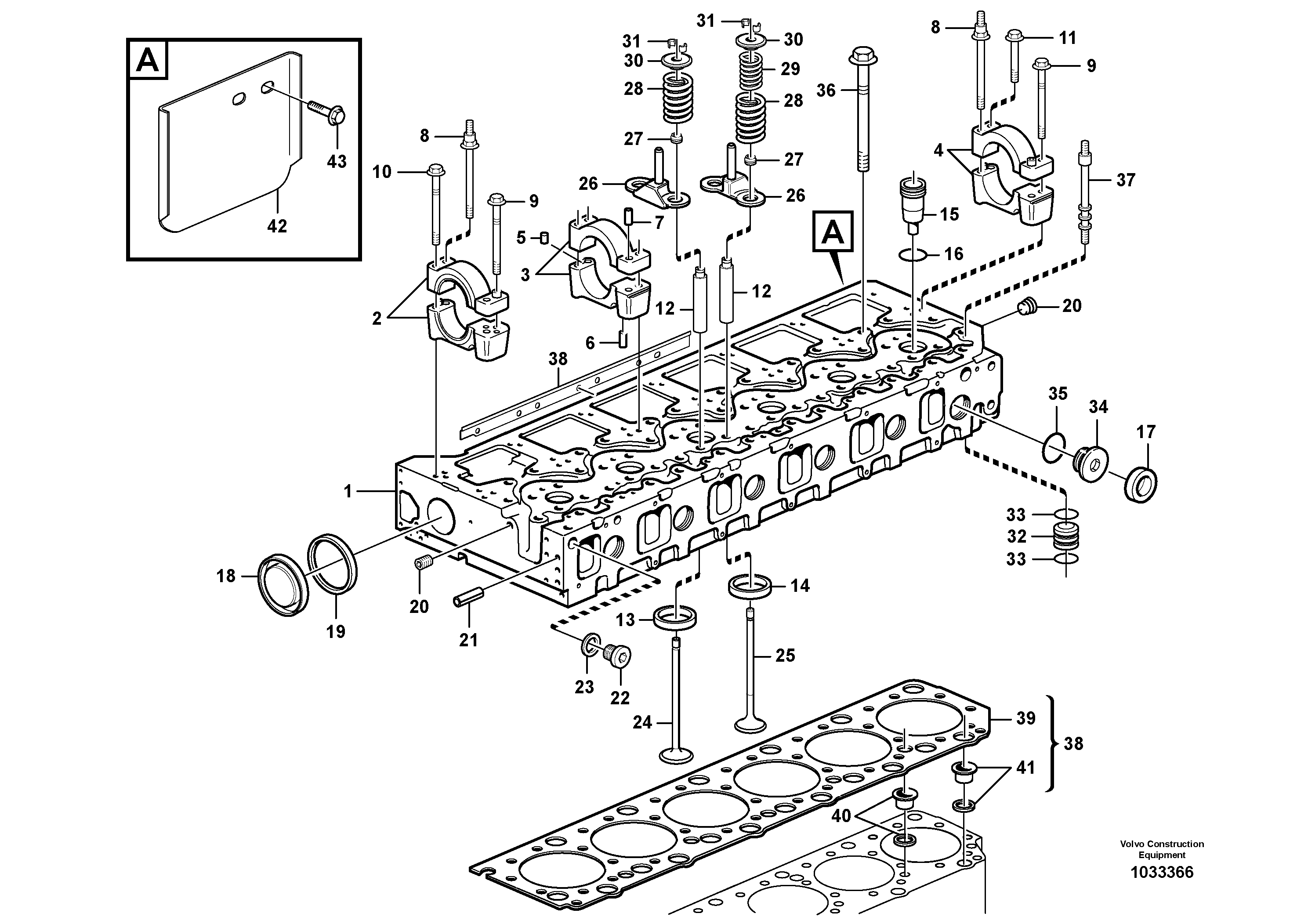 Схема запчастей Volvo L220E - 22796 Головка блока цилиндров L220E SER NO 2001 - 3999