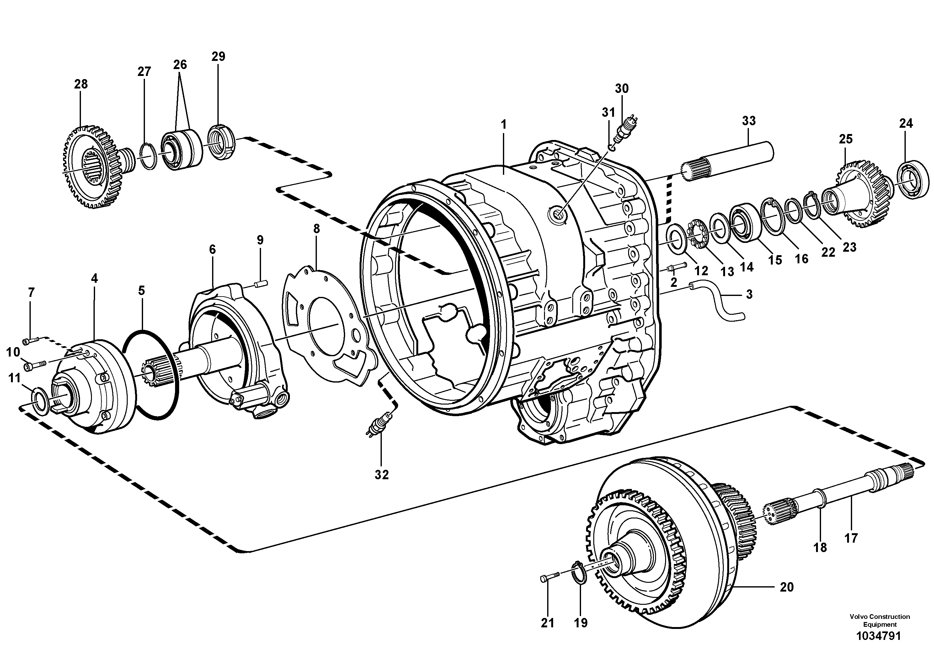 Схема запчастей Volvo L220E - 9495 Converter housing, gears and shafts L220E SER NO 4003 - 5020
