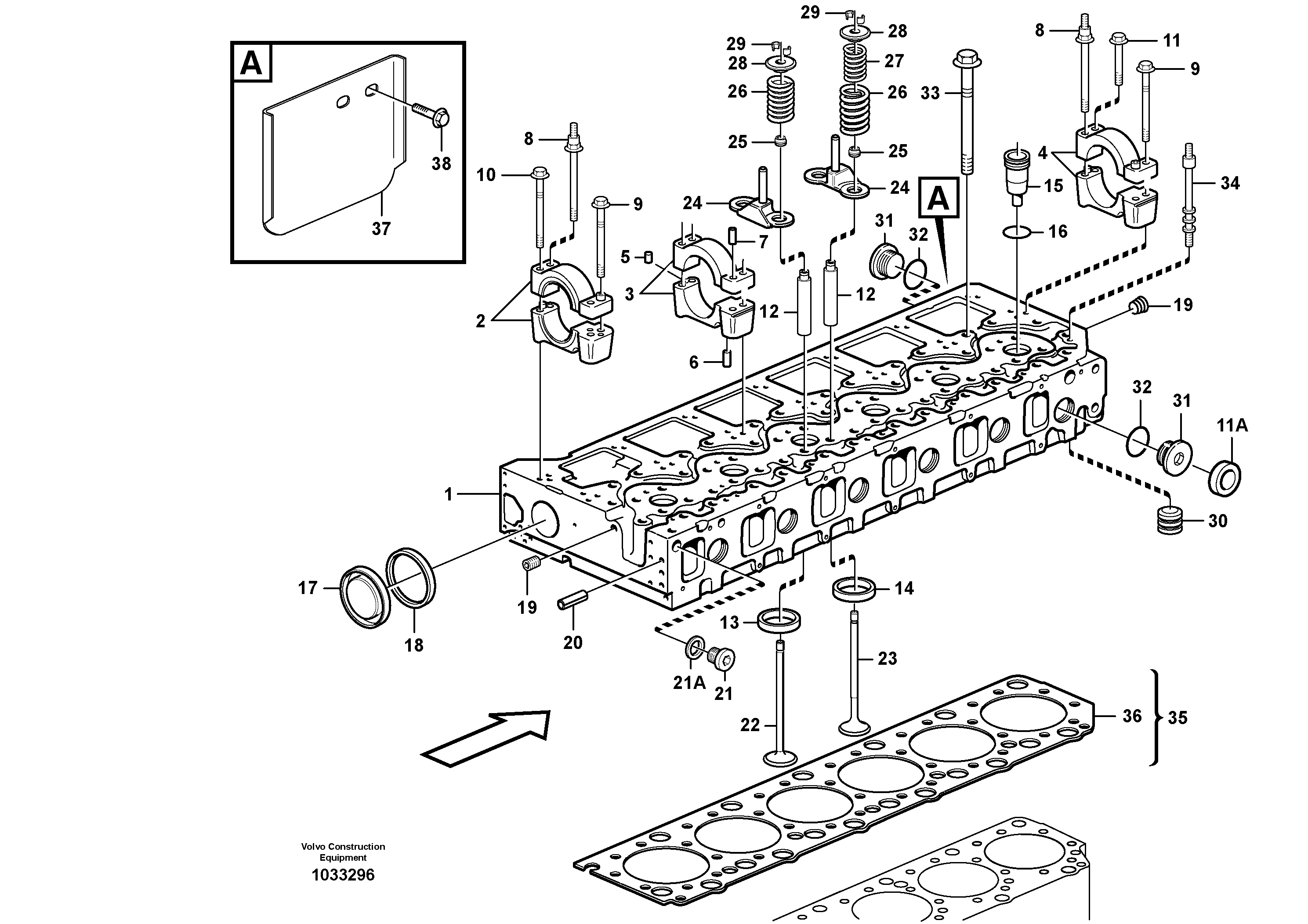 Схема запчастей Volvo L220E - 52031 Головка блока цилиндров L220E SER NO 2001 - 3999