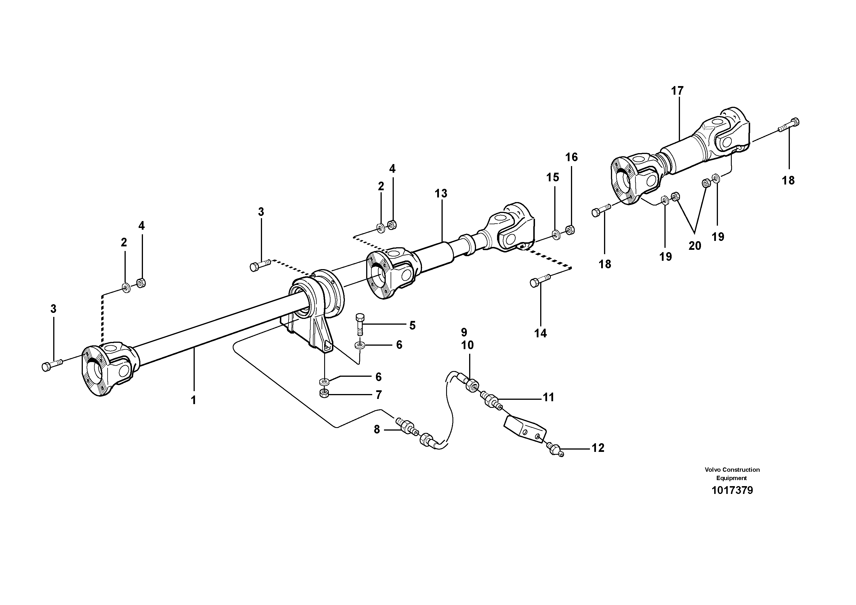 Схема запчастей Volvo L220E - 89211 Propeller shafts with fitting parts L220E SER NO 4003 - 5020