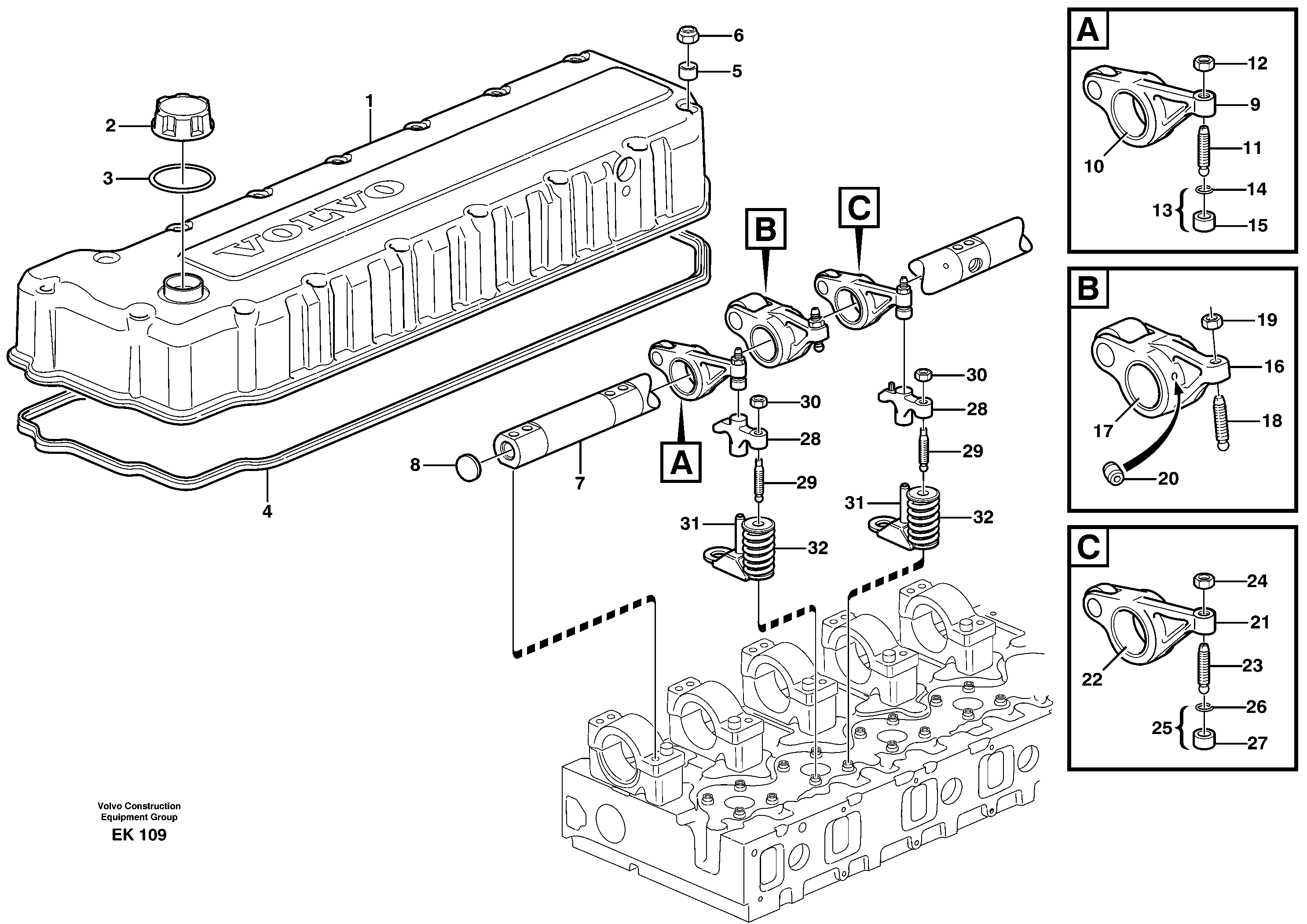 Схема запчастей Volvo L220E - 96403 Valve mechanism L220E SER NO 2001 - 3999