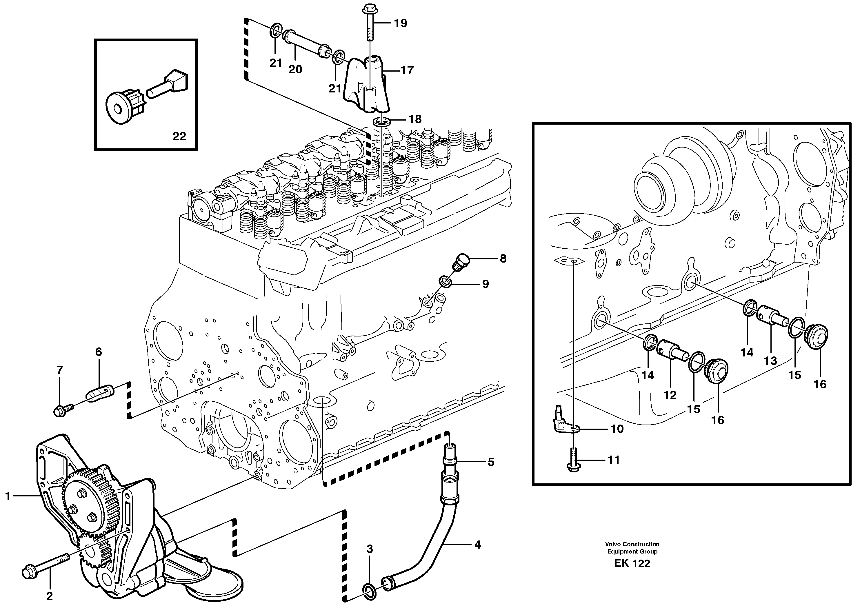 Схема запчастей Volvo L220E - 56145 Система масляной смазки L220E SER NO 2001 - 3999