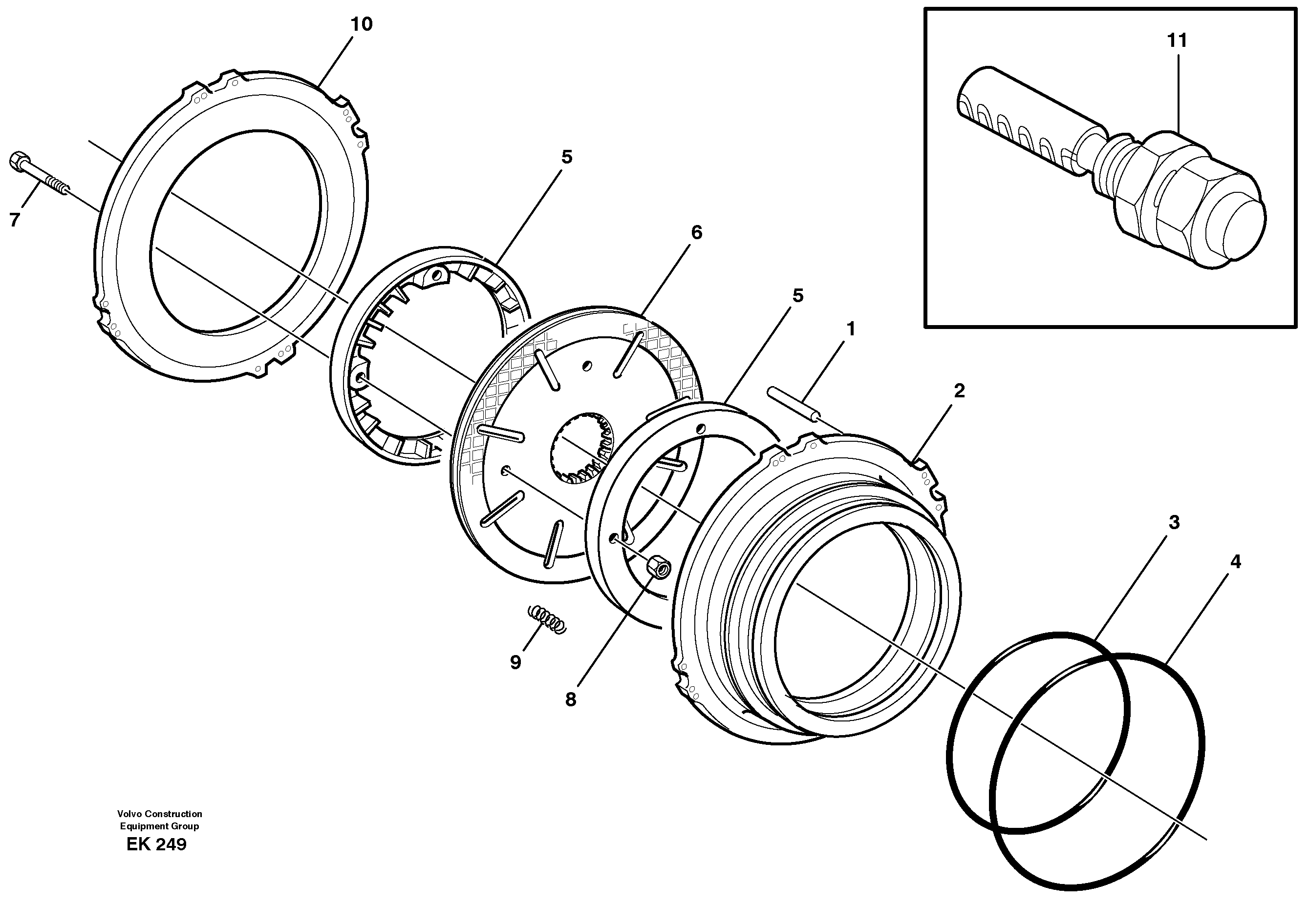 Схема запчастей Volvo L220E - 29424 Multi-disc brake, rear L220E SER NO 4003 - 5020