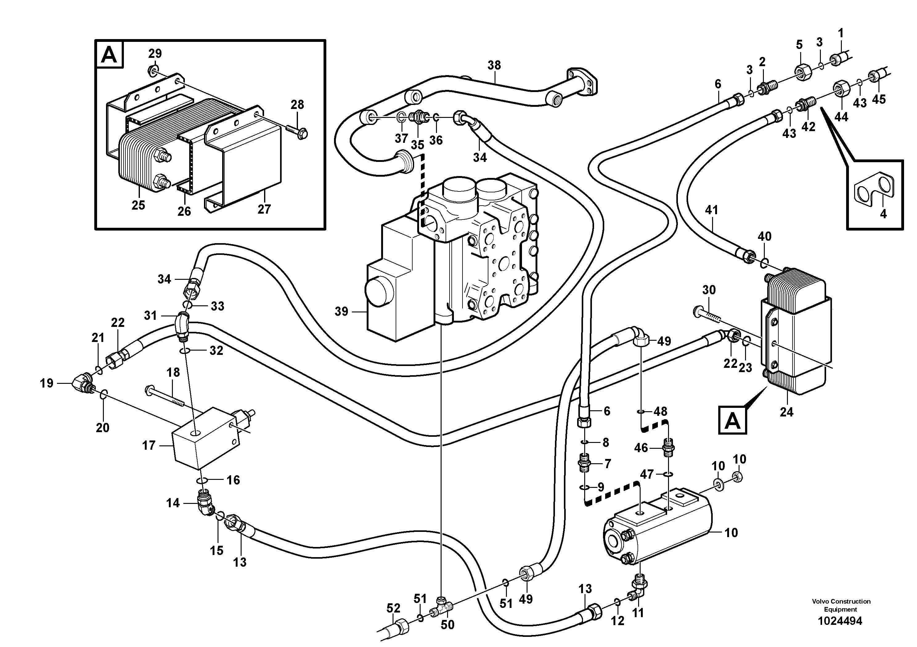 Схема запчастей Volvo L220E - 102367 Oil cooler, forword, motor circuit L220E SER NO 4003 - 5020