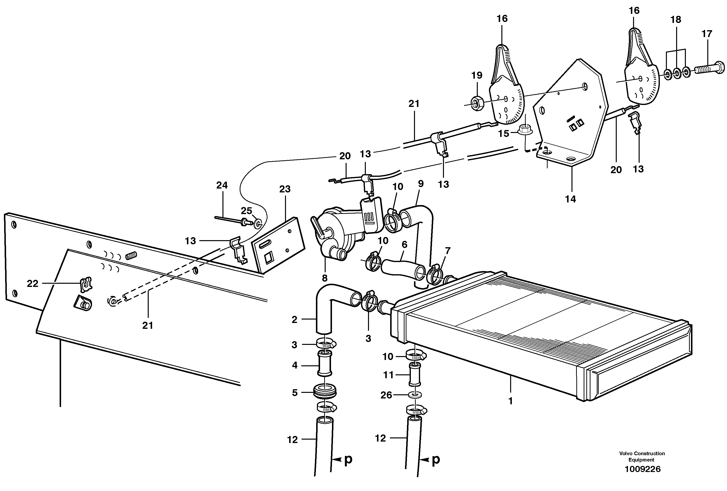Схема запчастей Volvo L220E - 74173 Radiator and control L220E SER NO 2001 - 3999