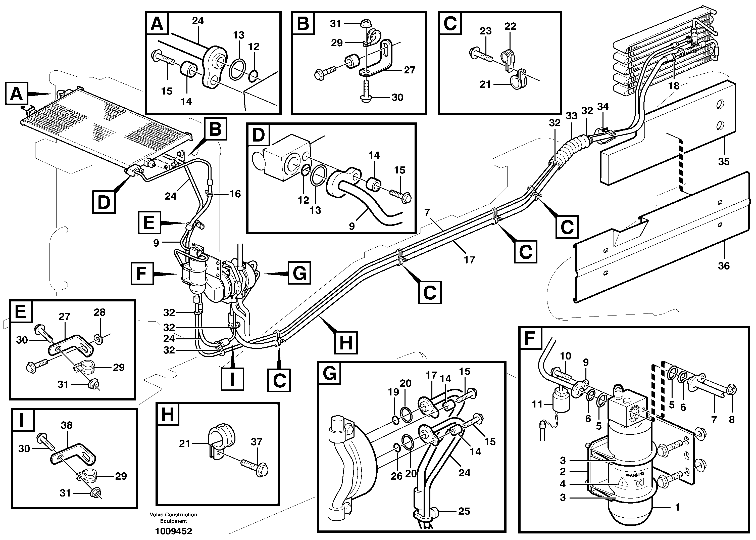 Схема запчастей Volvo L220E - 100690 Assembly of hose: evaparator, receiver drier and condenser L220E SER NO 2001 - 3999