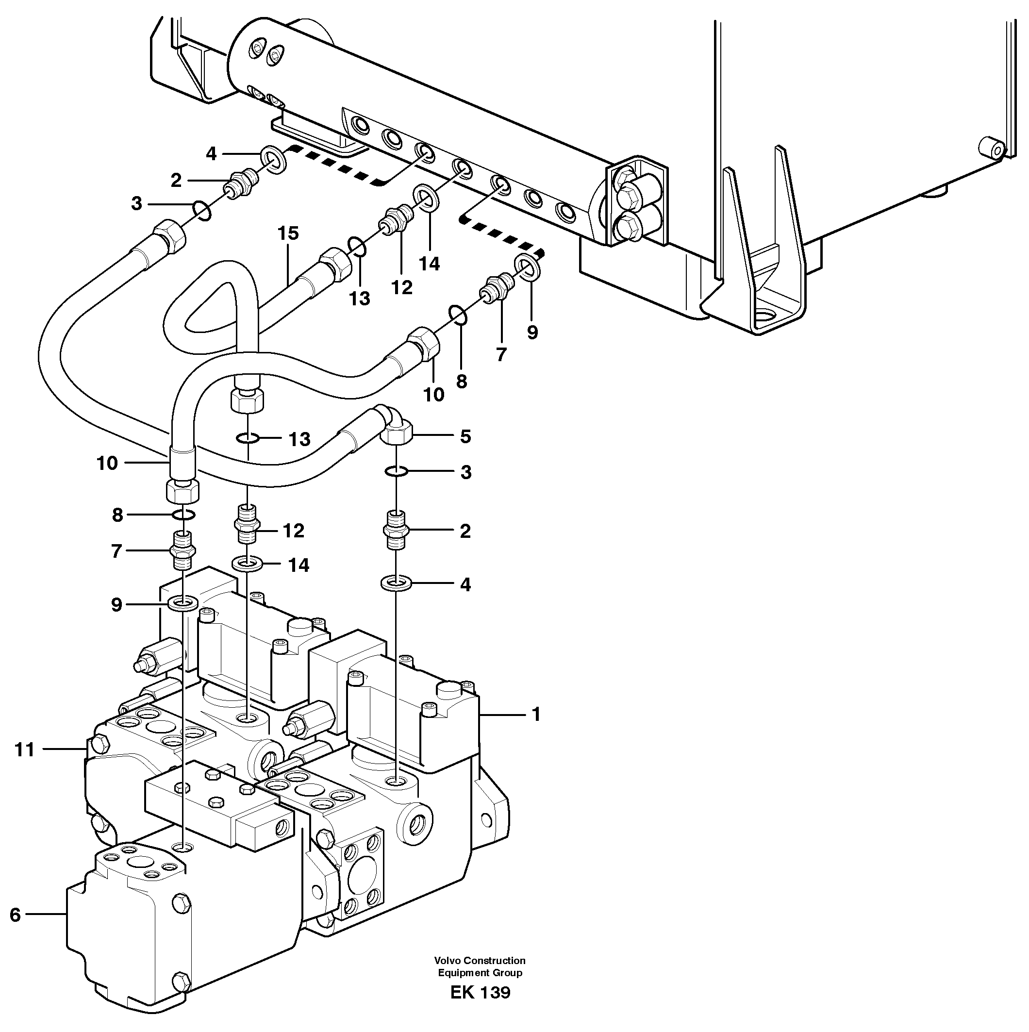 Схема запчастей Volvo L220E - 17696 Oil-bleed line, pump L220E SER NO 2001 - 3999