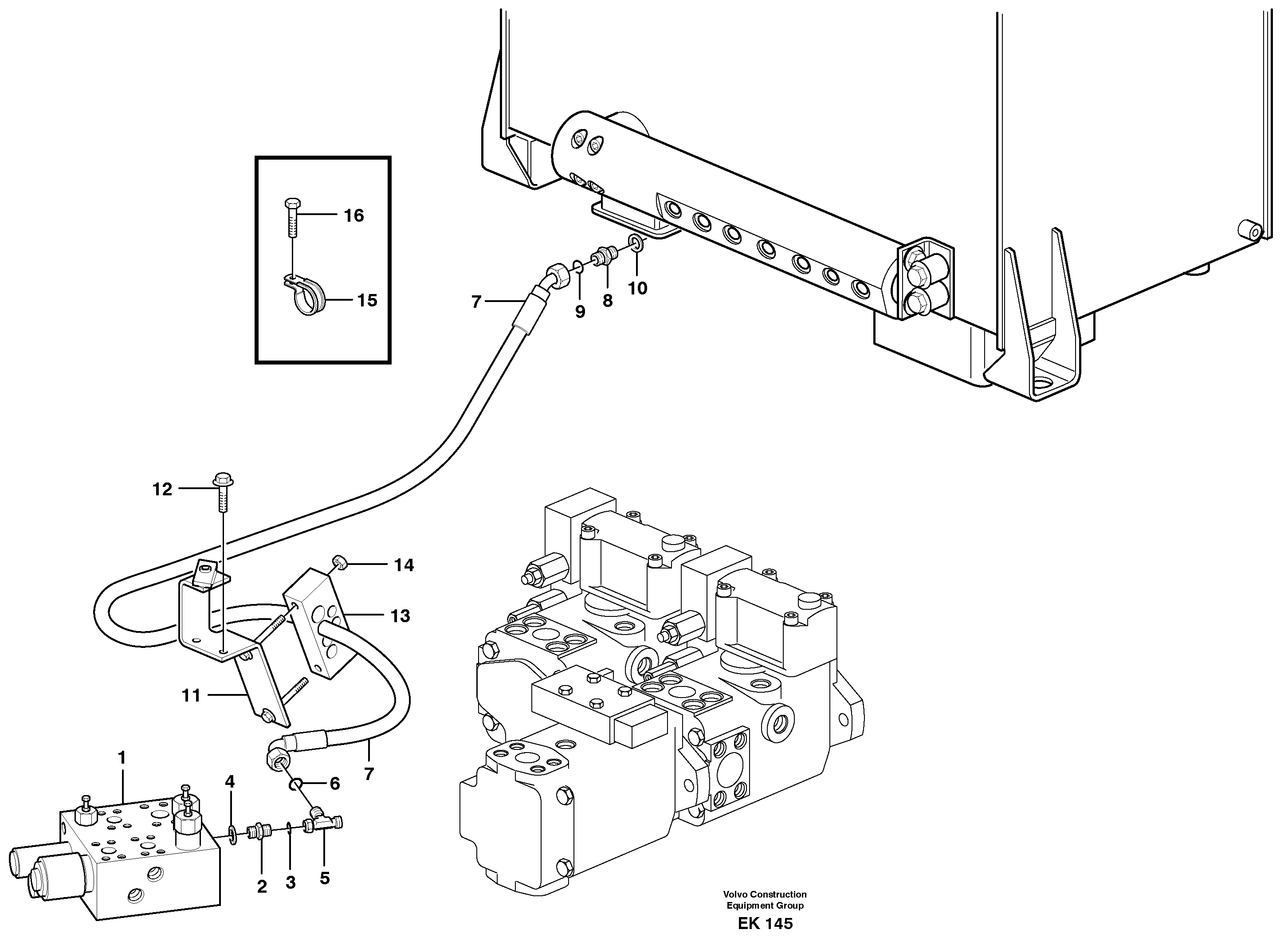 Схема запчастей Volvo L220E - 89991 Draining line, central block L220E SER NO 2001 - 3999