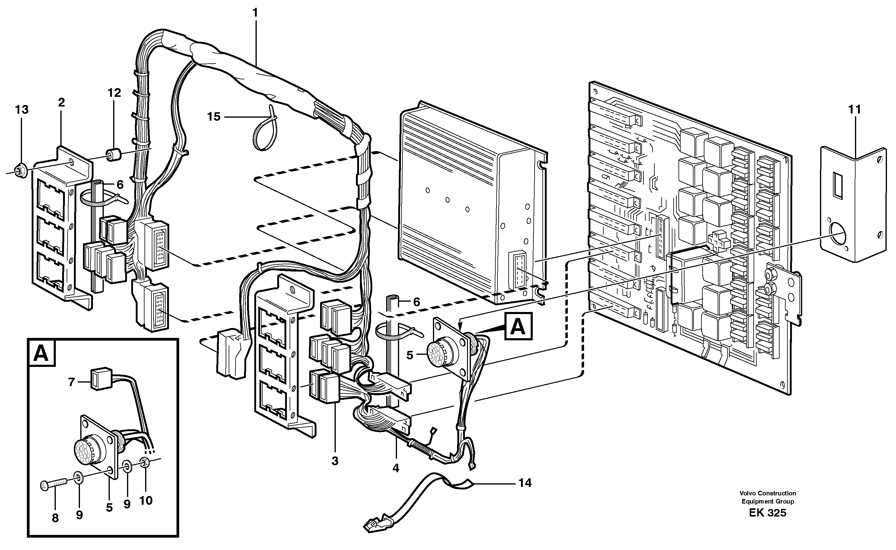 Схема запчастей Volvo L220E - 39737 Electrical distribut.unit and cable harness L220E SER NO 2001 - 3999