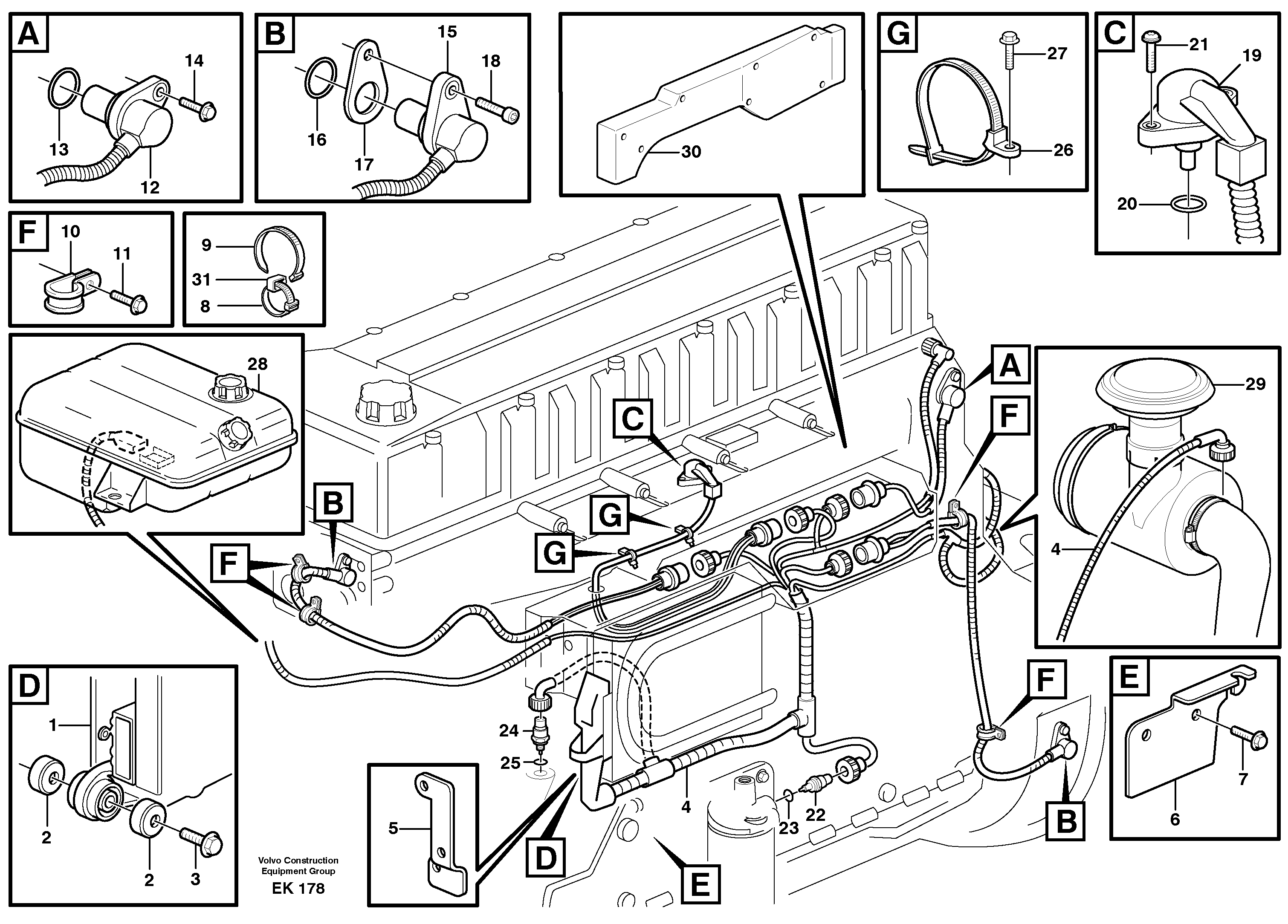 Схема запчастей Volvo L220E - 43812 Cable harness, engine ECU L220E SER NO 2001 - 3999