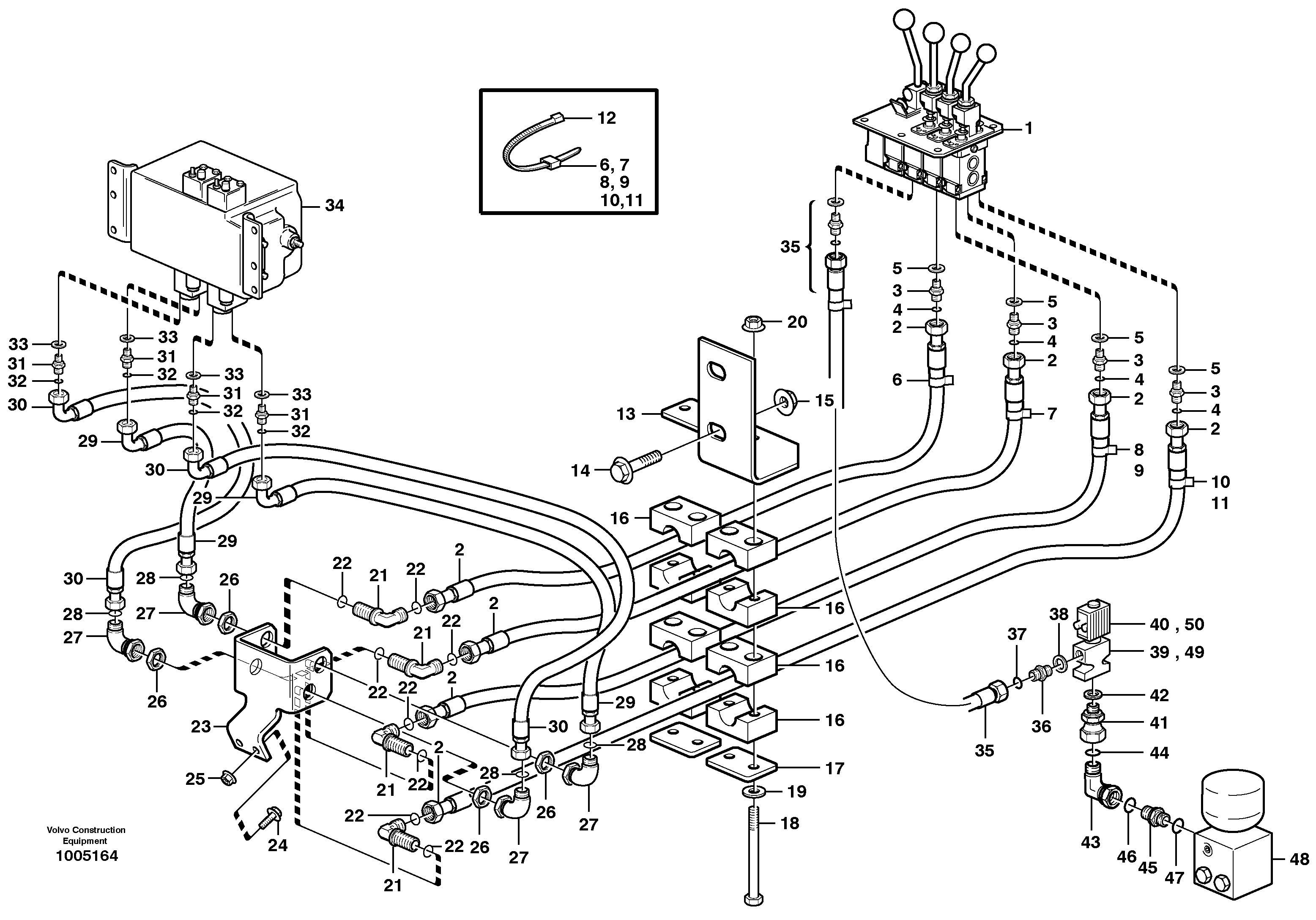 Схема запчастей Volvo L220E - 98422 Servo - hydraulic. 3rd and 4th function L220E SER NO 2001 - 3999