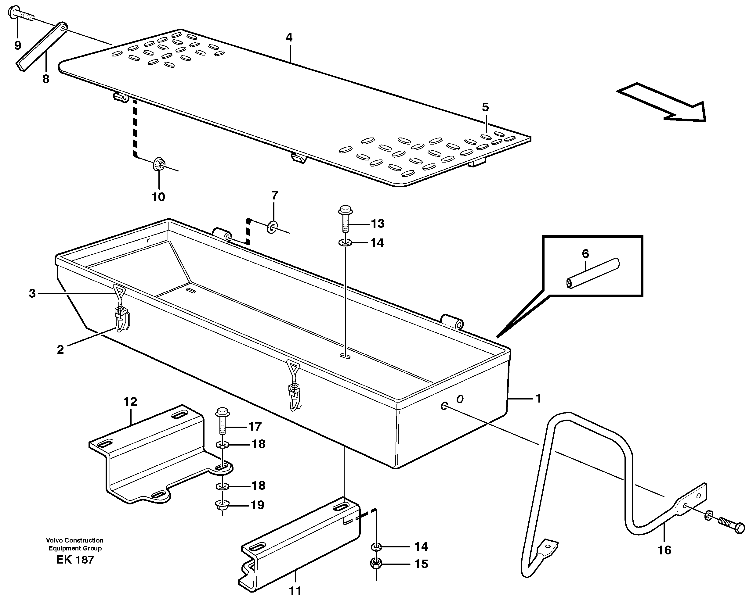 Схема запчастей Volvo L220E - 28371 Tool box L220E SER NO 4003 - 5020