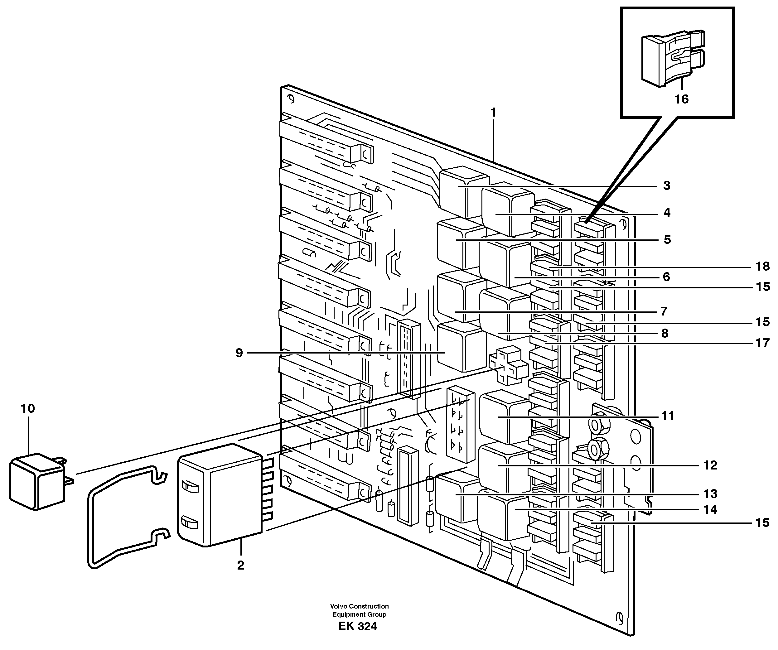 Схема запчастей Volvo L220E - 57614 Circuit board L220E SER NO 2001 - 3999