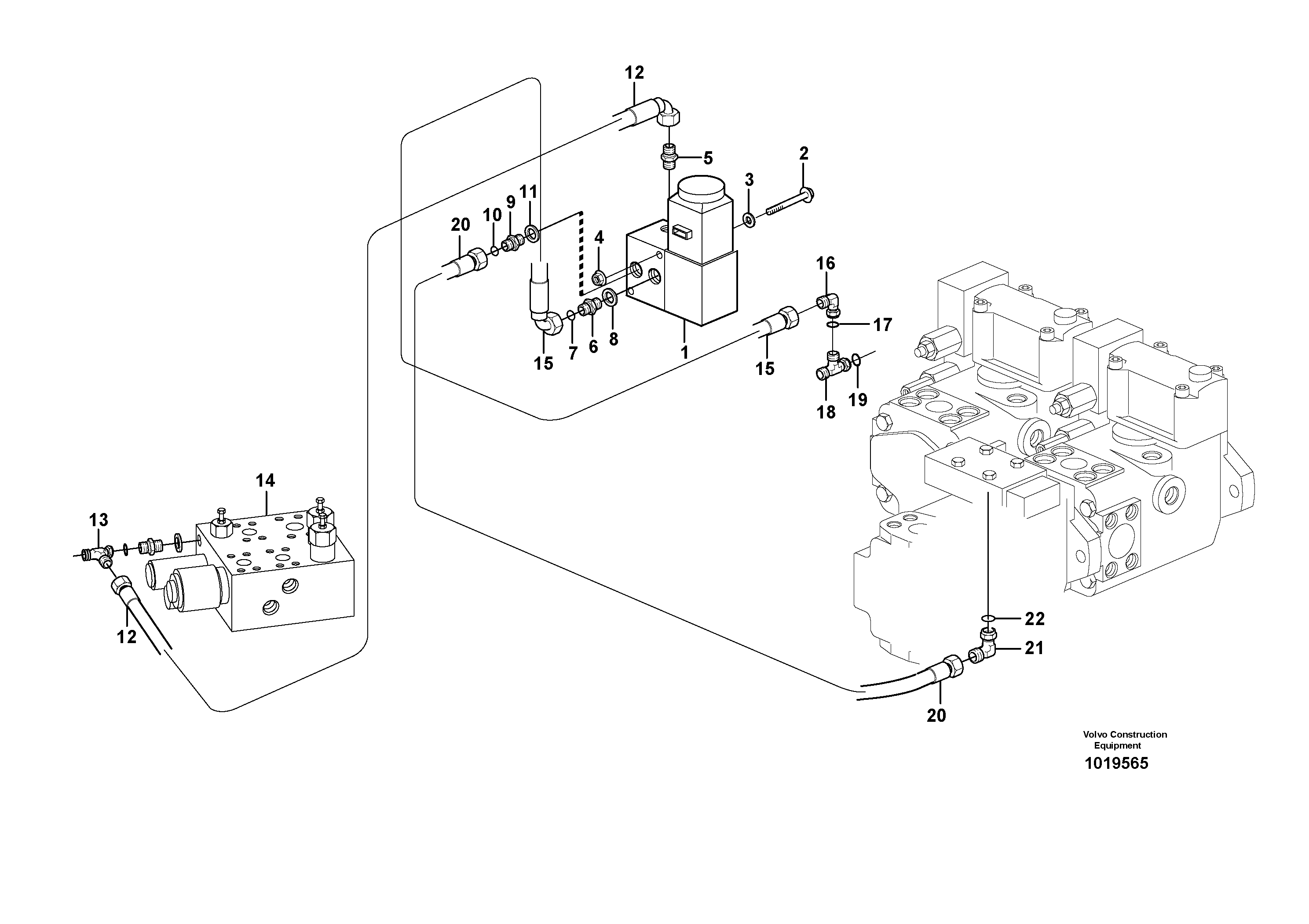 Схема запчастей Volvo L220E - 15436 Hydraulic power control L220E SER NO 4003 - 5020