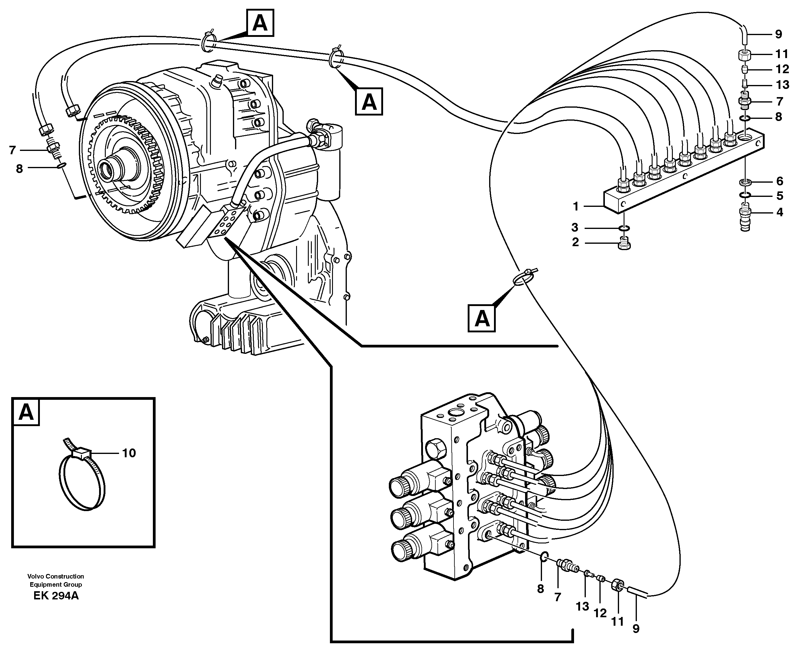 Схема запчастей Volvo L220E - 96251 Testing block L220E SER NO 2001 - 3999