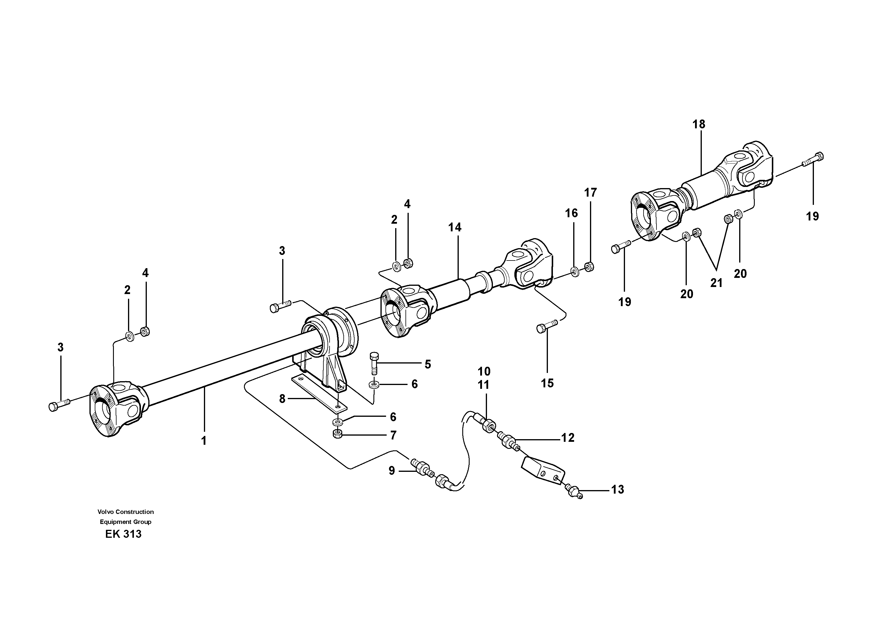 Схема запчастей Volvo L220E - 91428 Propeller shafts with fitting parts L220E SER NO 2001 - 3999