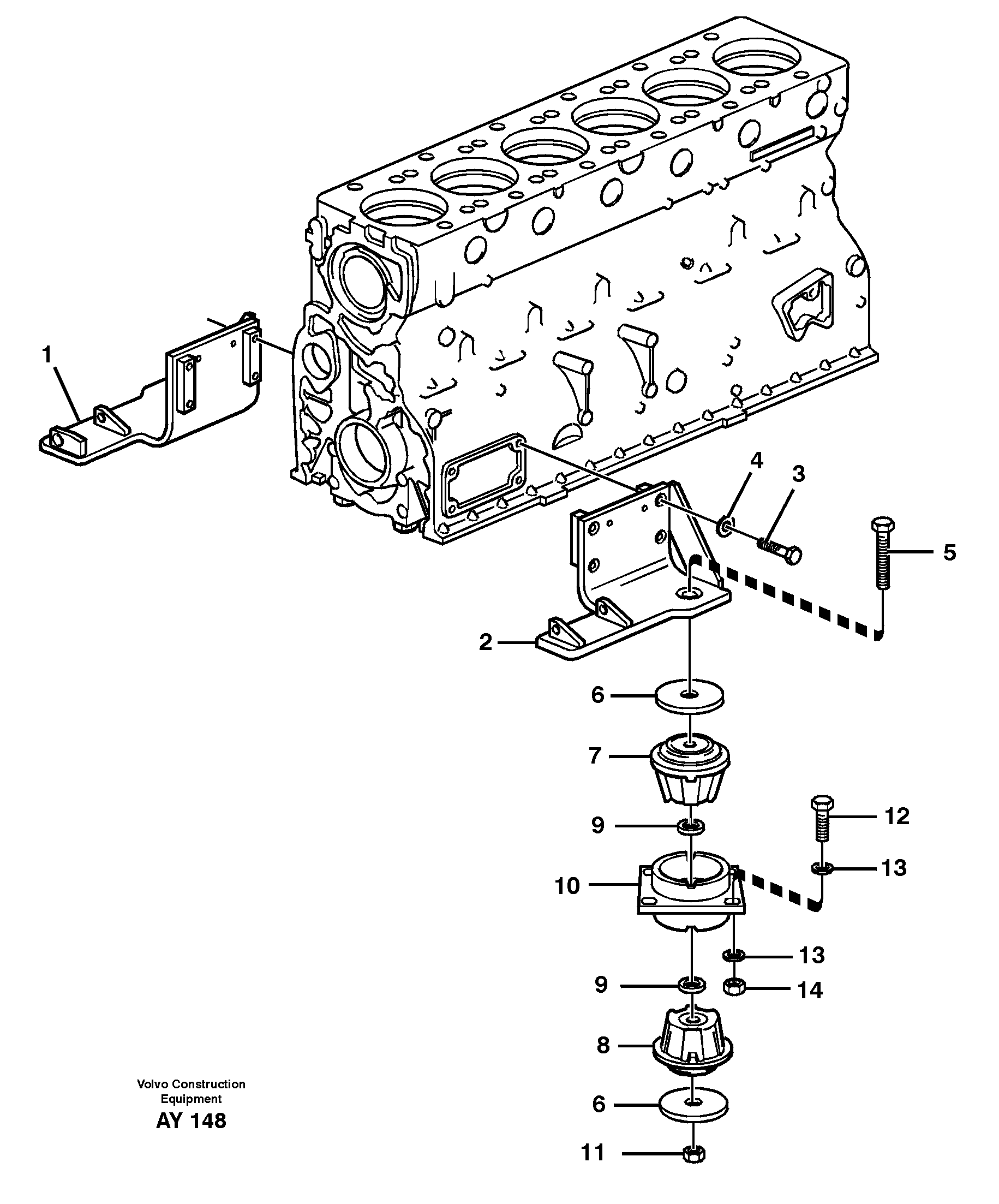 Схема запчастей Volvo L220D - 48744 Установка двигателя L220D SER NO 1001-