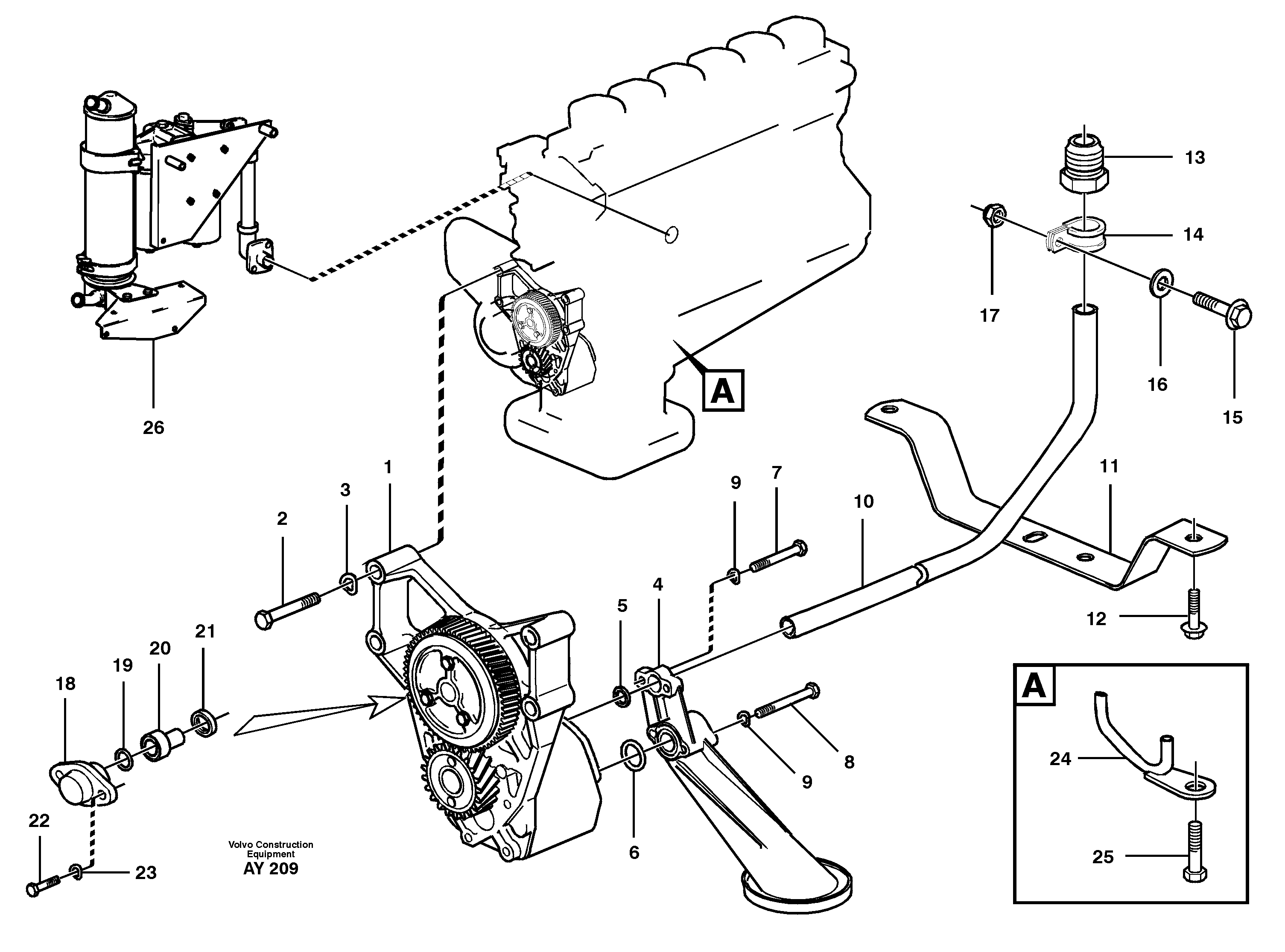 Схема запчастей Volvo L220D - 56989 Система масляной смазки L220D SER NO 1001-