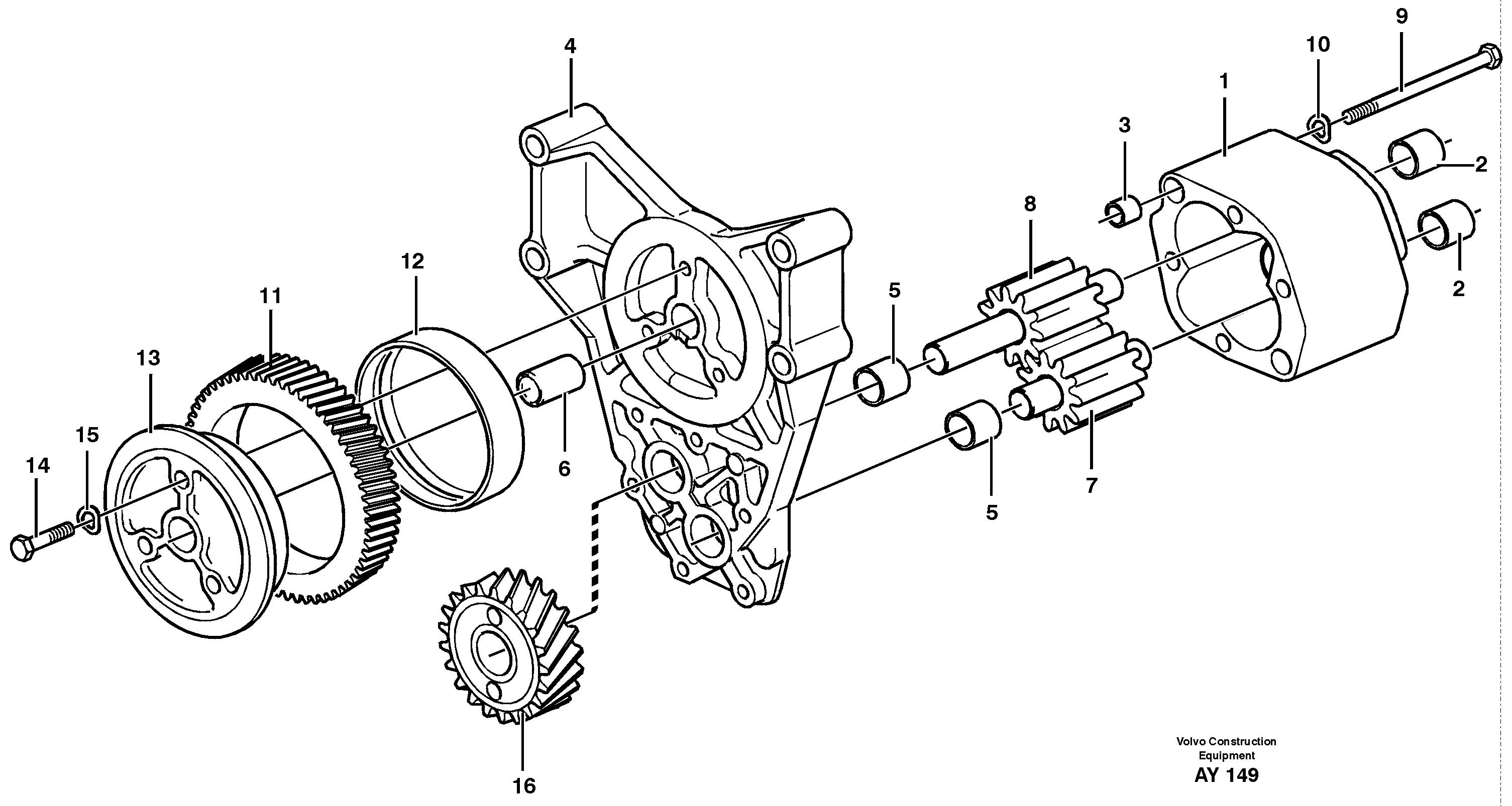 Схема запчастей Volvo L220D - 98033 Насос масляный L220D SER NO 1001-