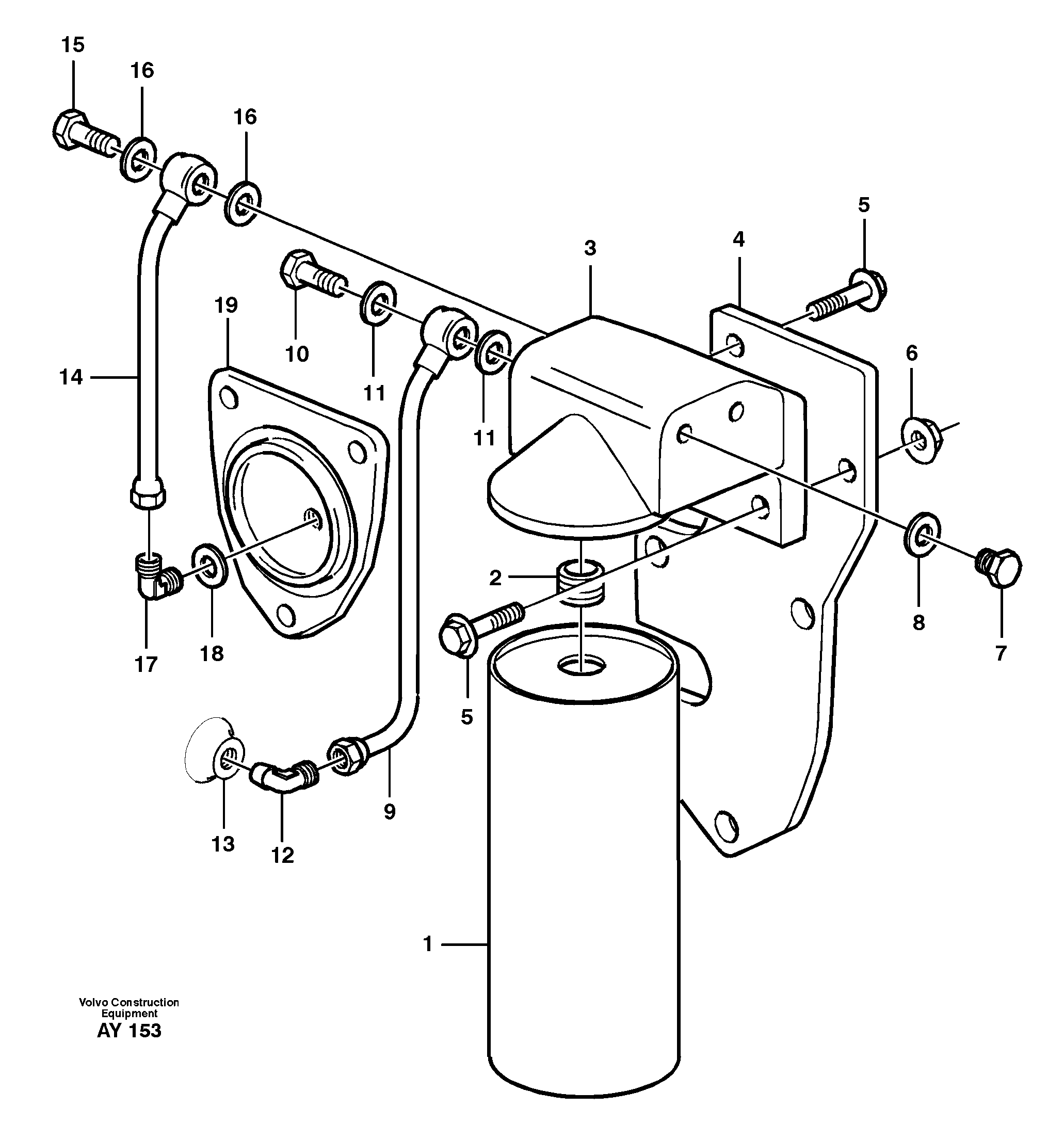 Схема запчастей Volvo L220D - 431 Oil filter (by pass) L220D SER NO 1001-